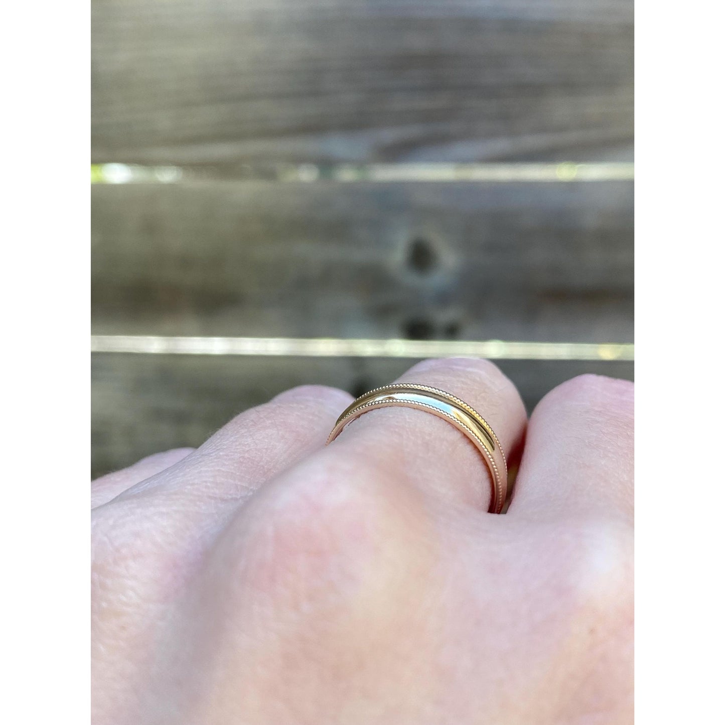 Vintage Solid 14k Yellow Gold Miligrain Ring Band - Size 7.75