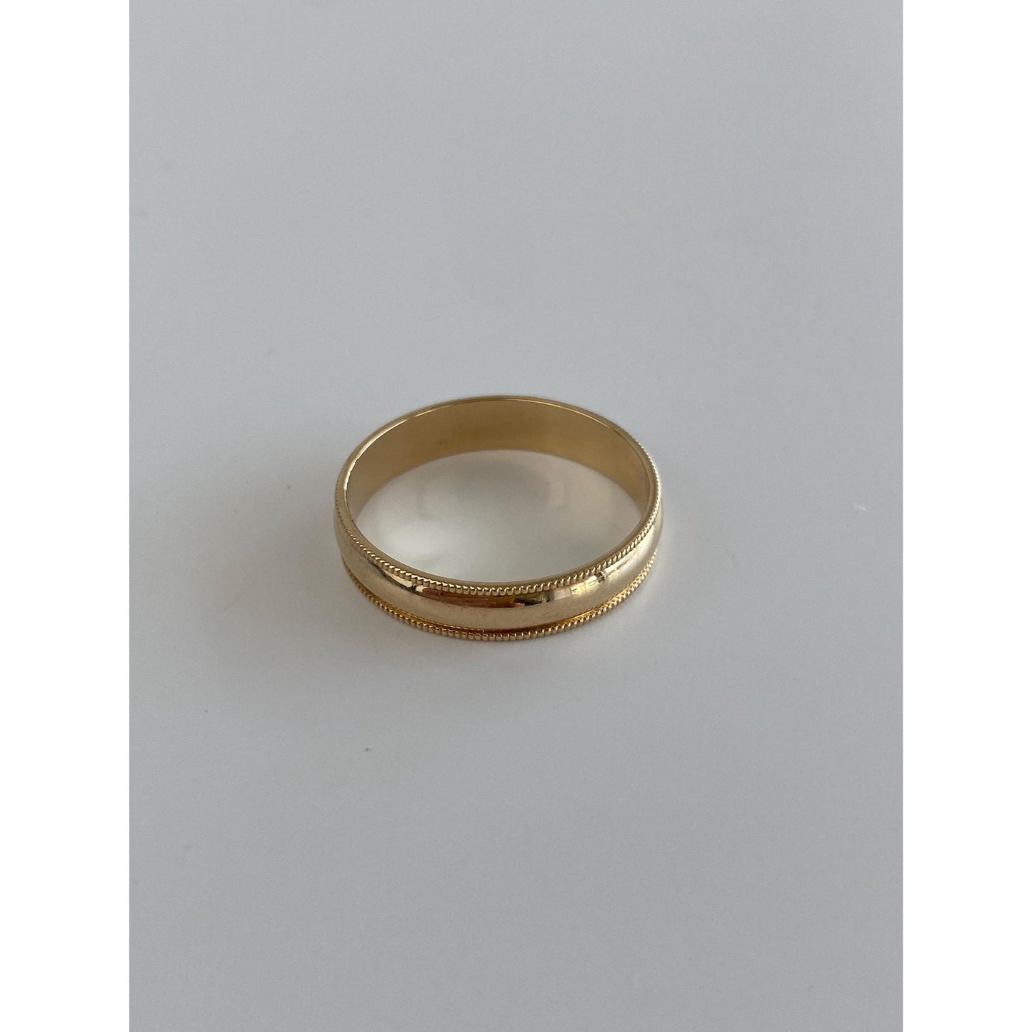 Vintage Solid 14k Yellow Gold Miligrain Ring Band - Size 7.75