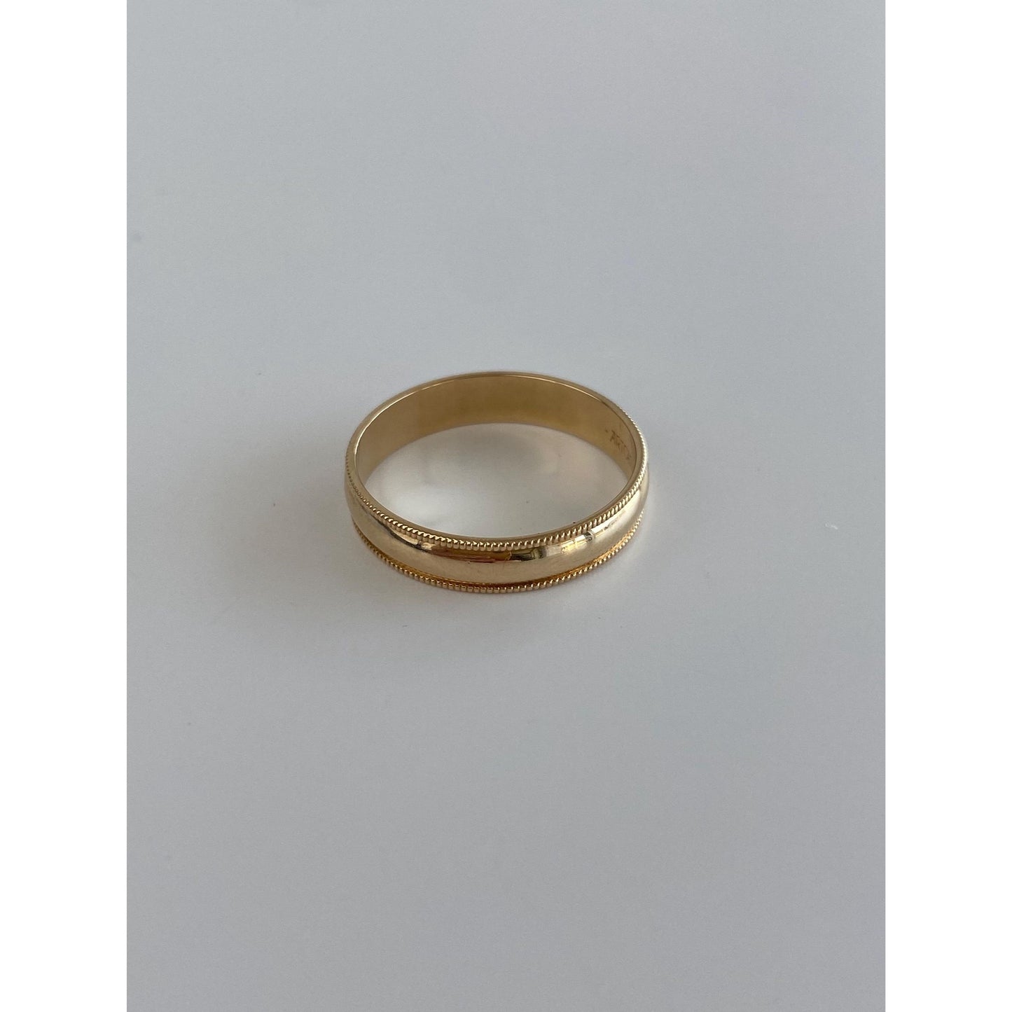 Vintage Solid 14k Yellow Gold Miligrain Ring Band - Size 7.75