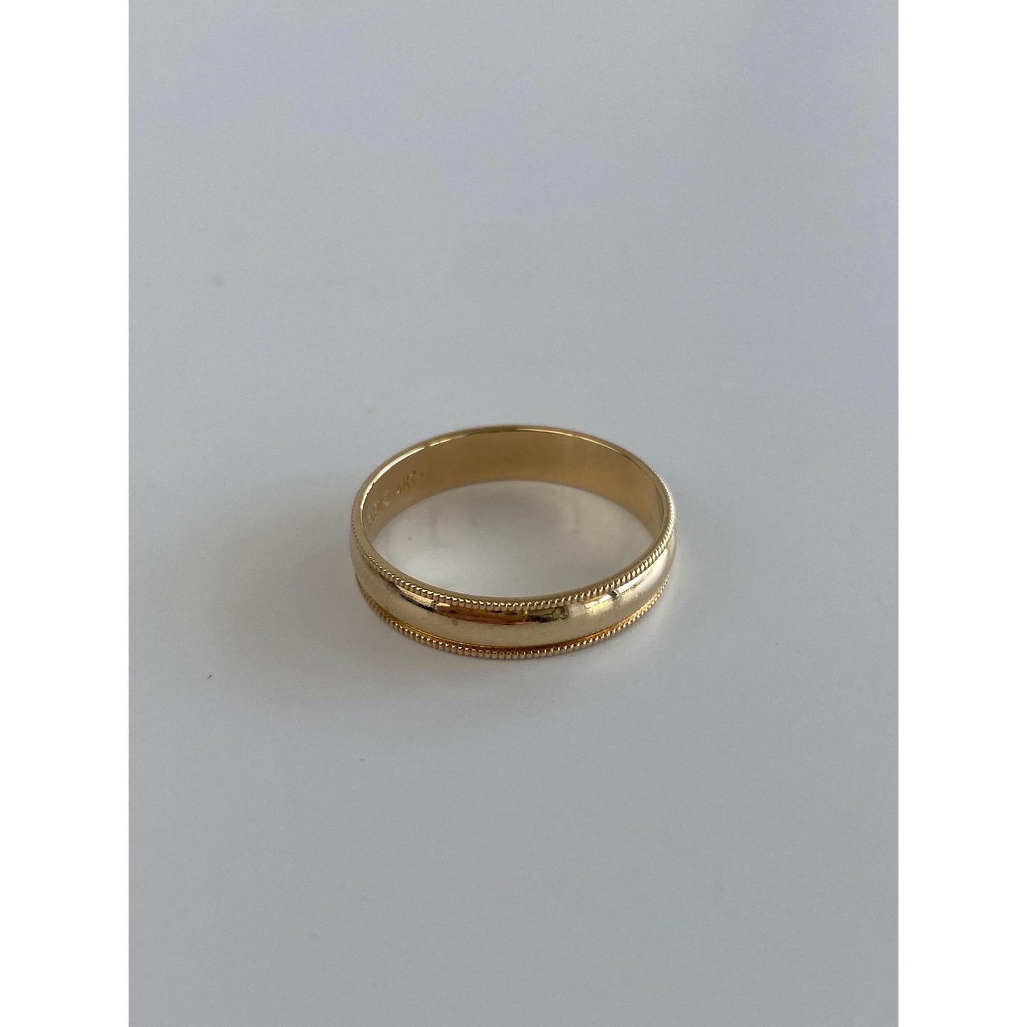Vintage Solid 14k Yellow Gold Miligrain Ring Band - Size 7.75
