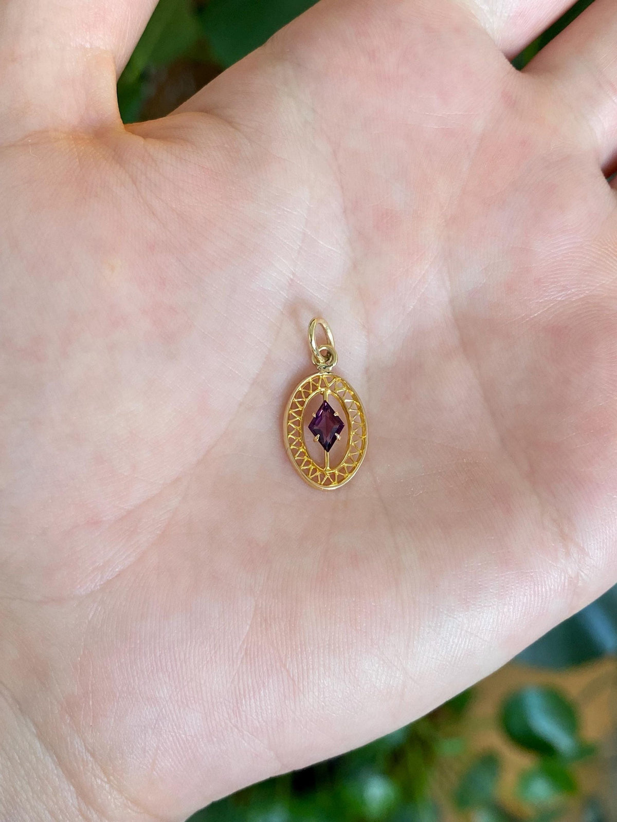 Vintage Solid 10k Yellow Gold Purple Cubic Zirconia Stick Pin Conversion Charm