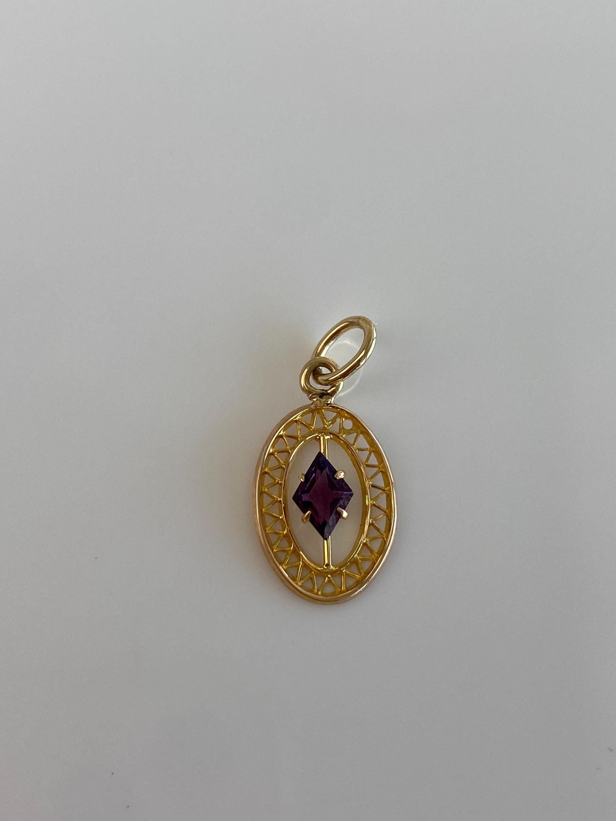 Vintage Solid 10k Yellow Gold Purple Cubic Zirconia Stick Pin Conversion Charm
