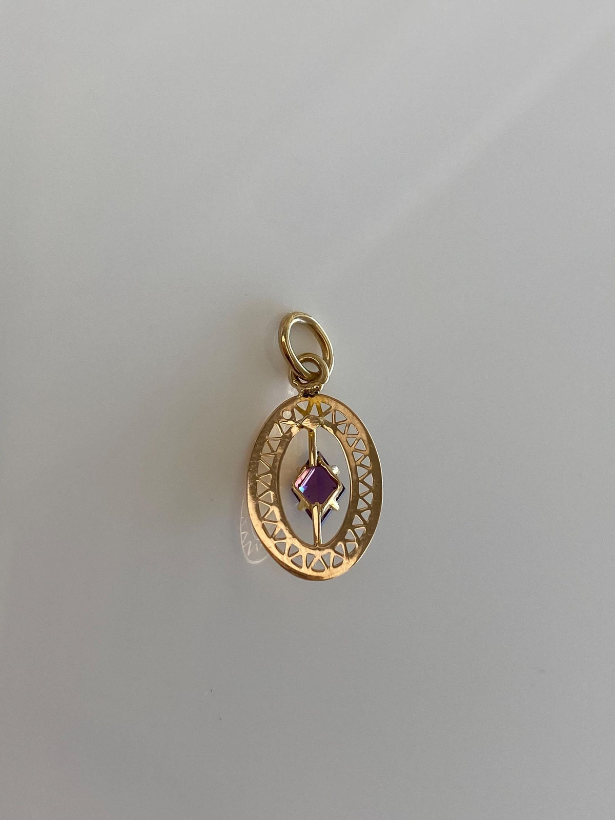Vintage Solid 10k Yellow Gold Purple Cubic Zirconia Stick Pin Conversion Charm