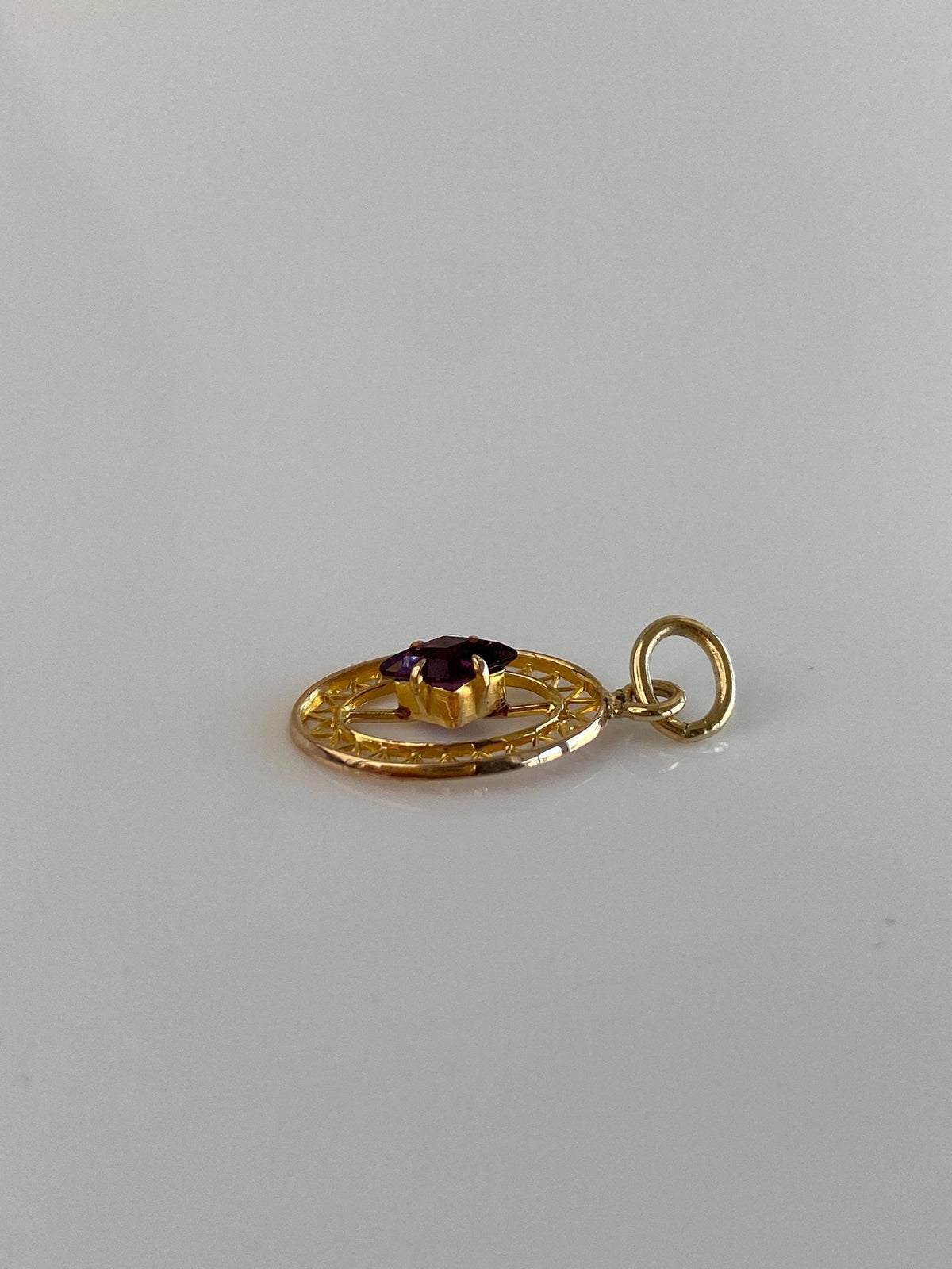 Vintage Solid 10k Yellow Gold Purple Cubic Zirconia Stick Pin Conversion Charm
