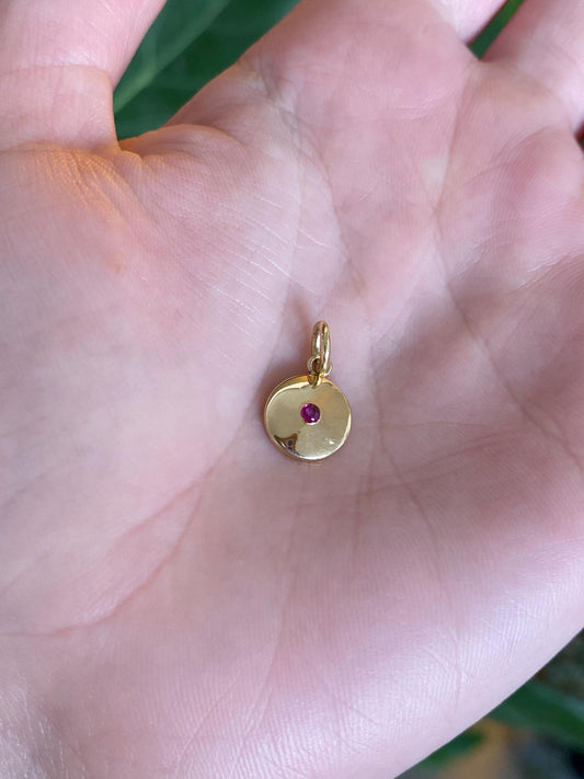 Vintage Solid 18k Yellow Gold Pink Sapphire Tie Tack Conversion Charm