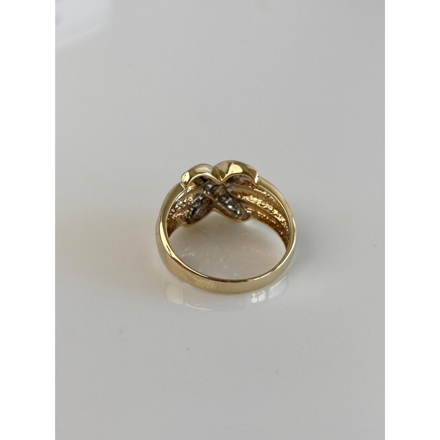 Vintage Solid 10k Yellow Gold Diamond X Ring - Size 7.75