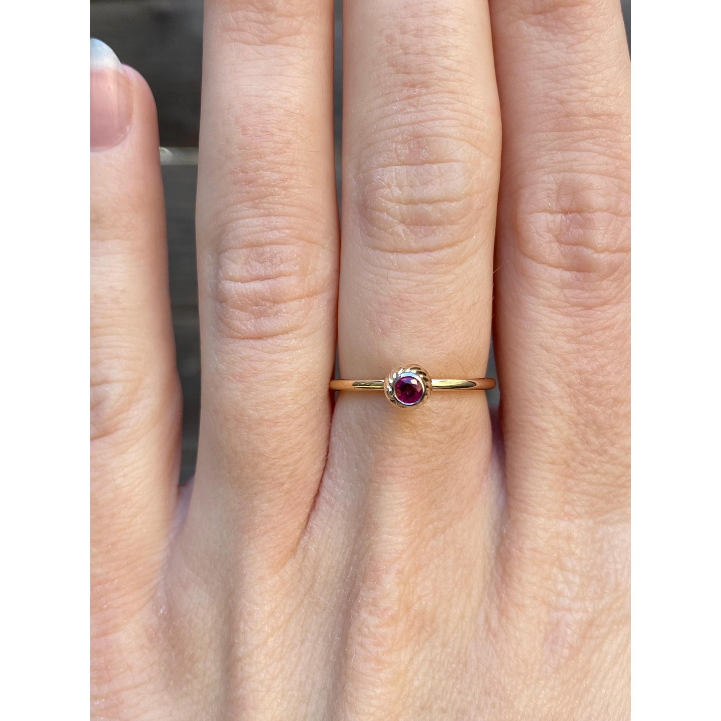 Vintage Solid 14k Yellow Gold Ruby Ring - Size 5.5-5.75