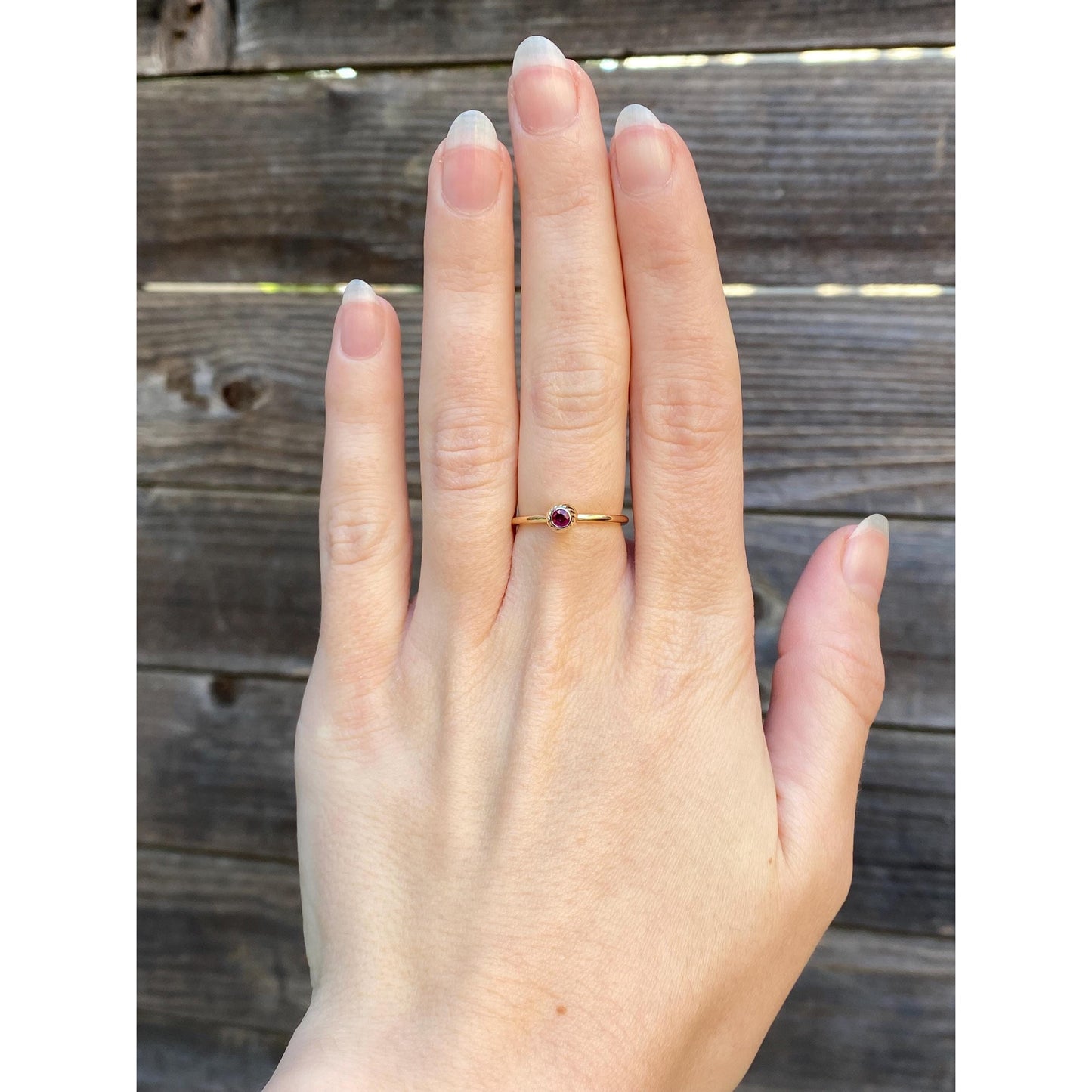 Vintage Solid 14k Yellow Gold Ruby Ring - Size 5.5-5.75