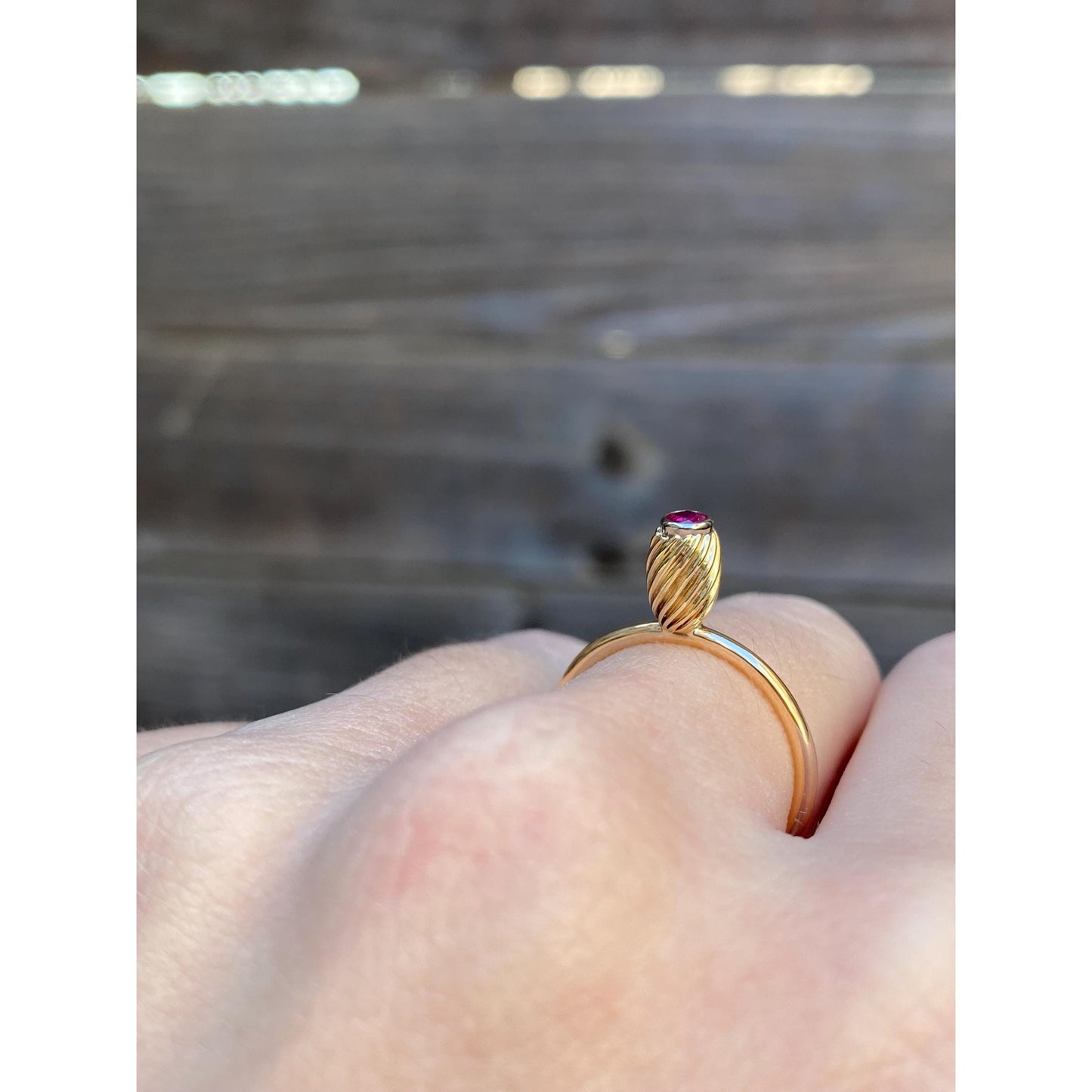 Vintage Solid 14k Yellow Gold Ruby Ring - Size 5.5-5.75