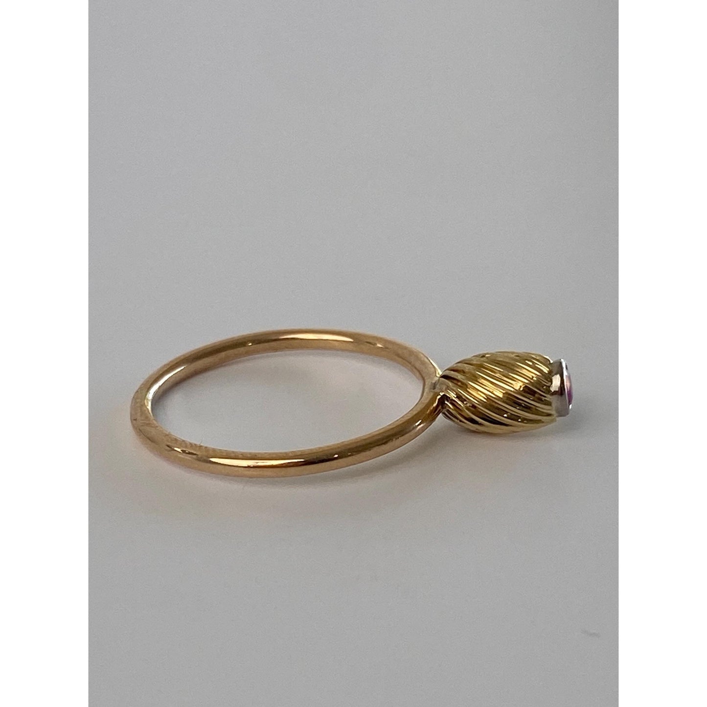 Vintage Solid 14k Yellow Gold Ruby Ring - Size 5.5-5.75