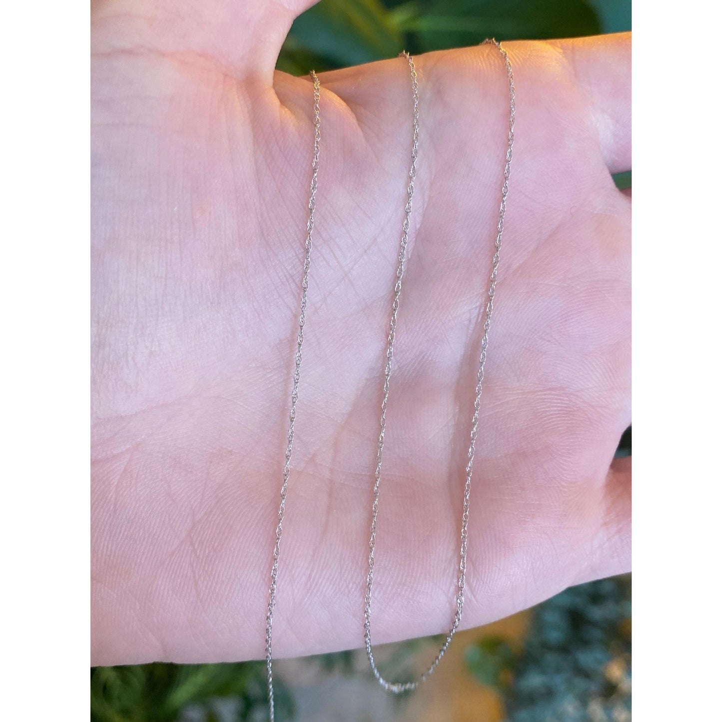 Vintage Solid 14k White Gold Dainty Chain Necklace - 18.25 inches