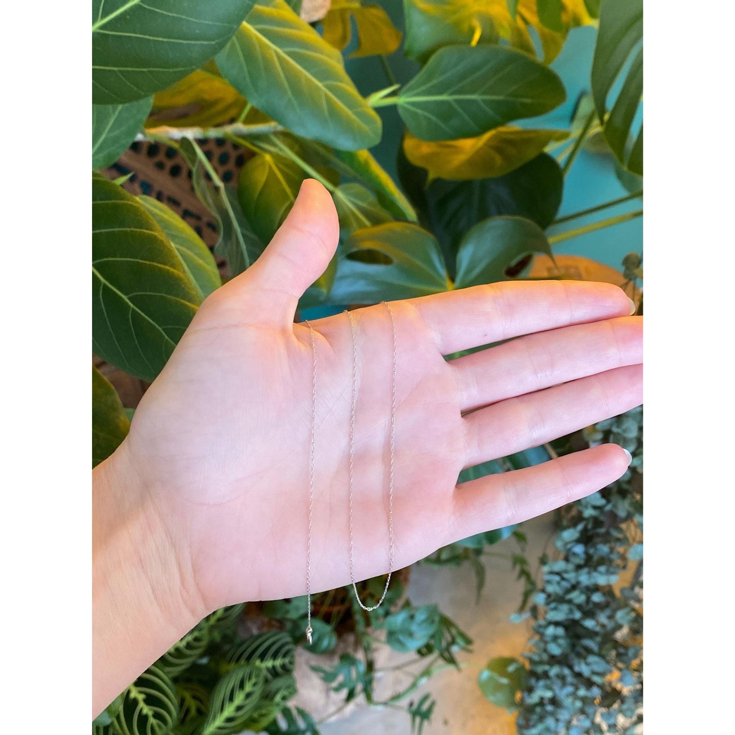 Vintage Solid 14k White Gold Dainty Chain Necklace - 18.25 inches