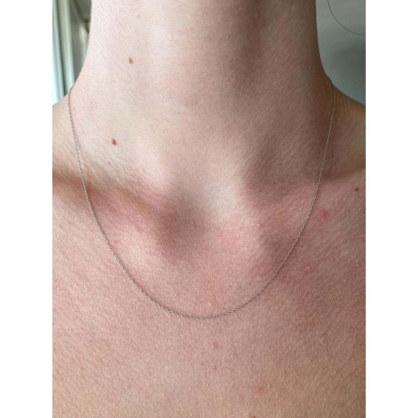 Vintage Solid 14k White Gold Dainty Chain Necklace - 18.25 inches