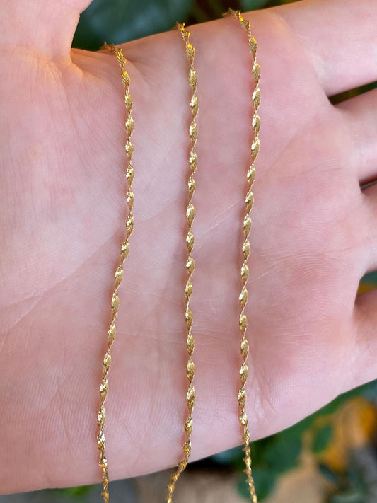 Vintage Solid 14k Yellow Gold Twist Chain Necklace - 18 inches