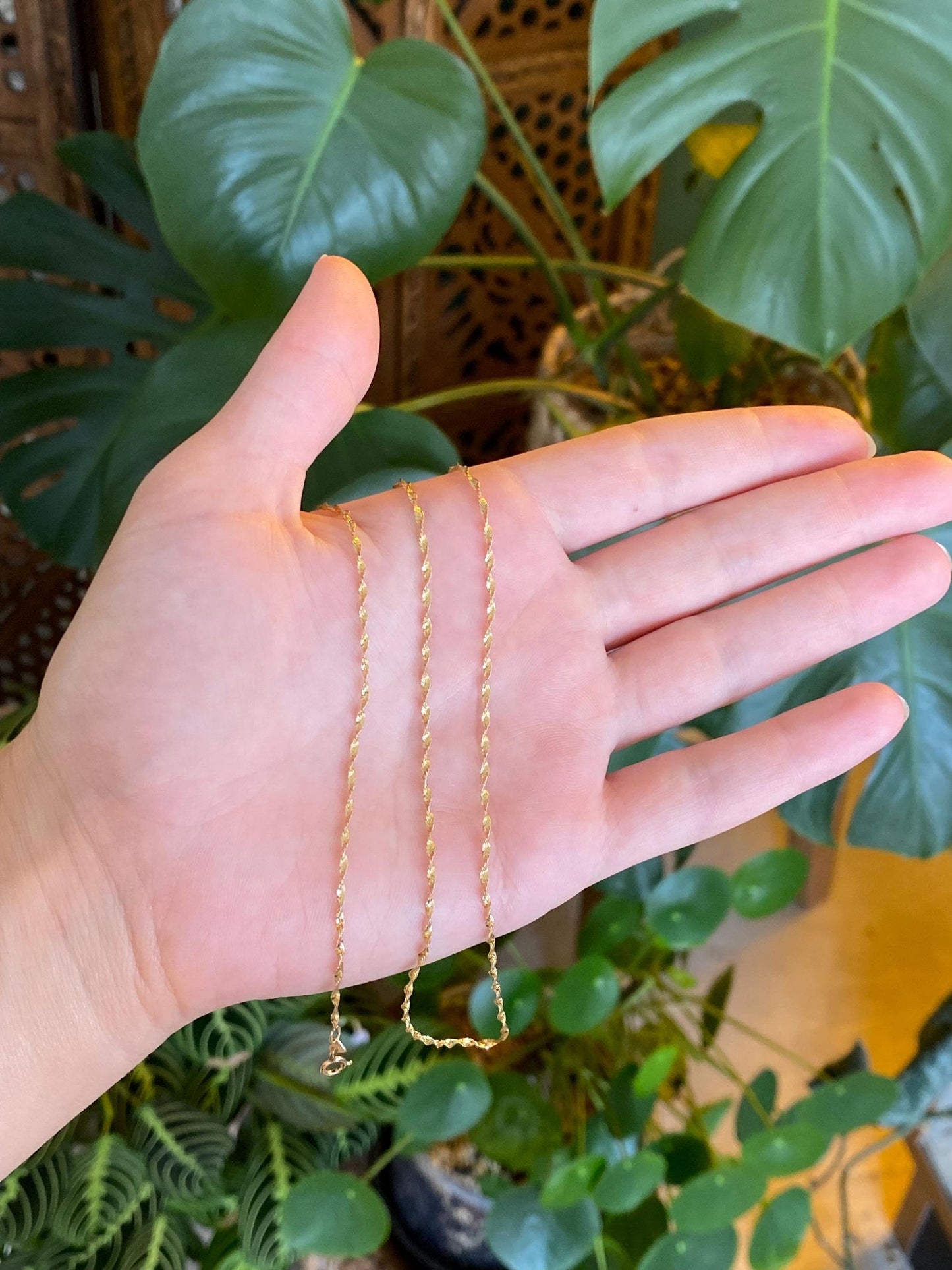 Vintage Solid 14k Yellow Gold Twist Chain Necklace - 18 inches