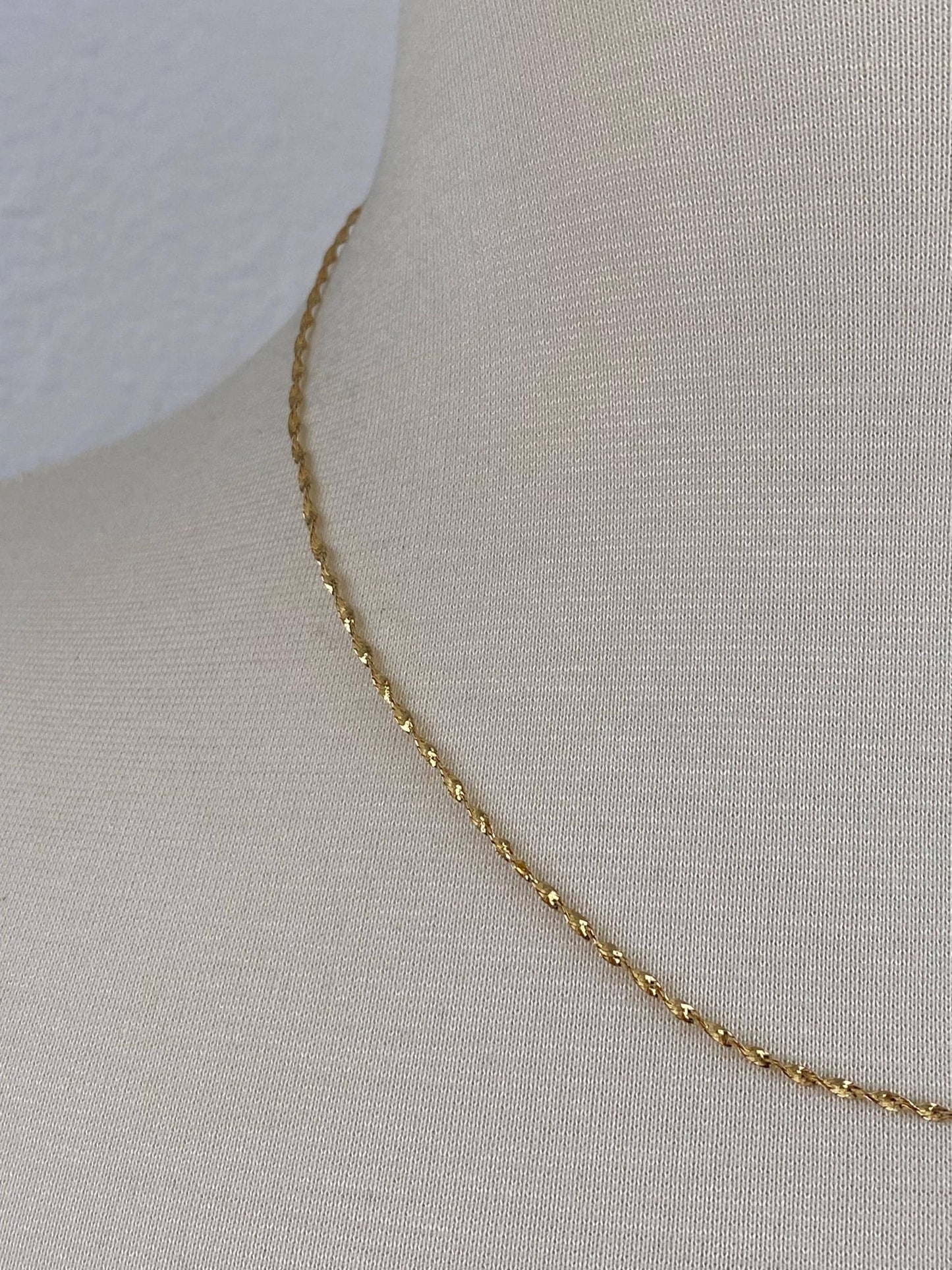 Vintage Solid 14k Yellow Gold Twist Chain Necklace - 18 inches