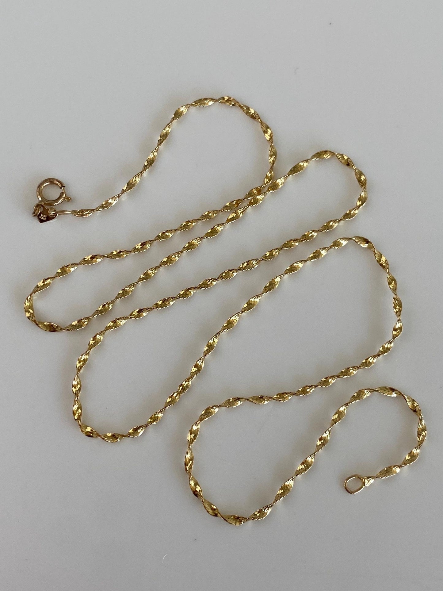 Vintage Solid 14k Yellow Gold Twist Chain Necklace - 18 inches