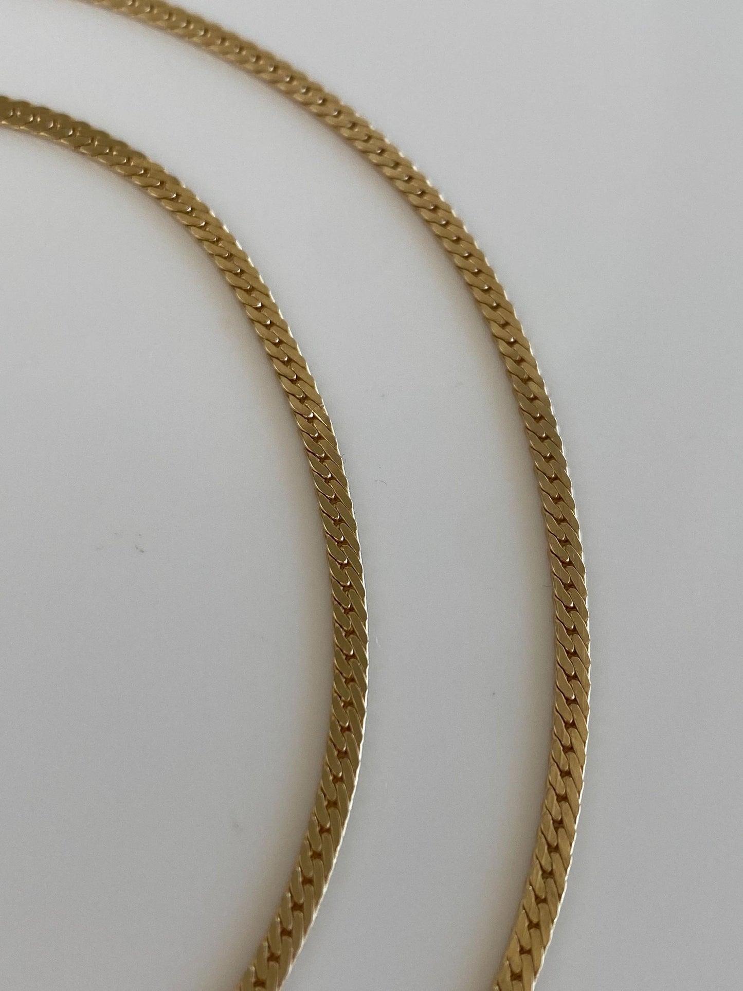 Vintage Solid 14k Yellow Gold Flat Curb Style Chain Necklace - 18 inches