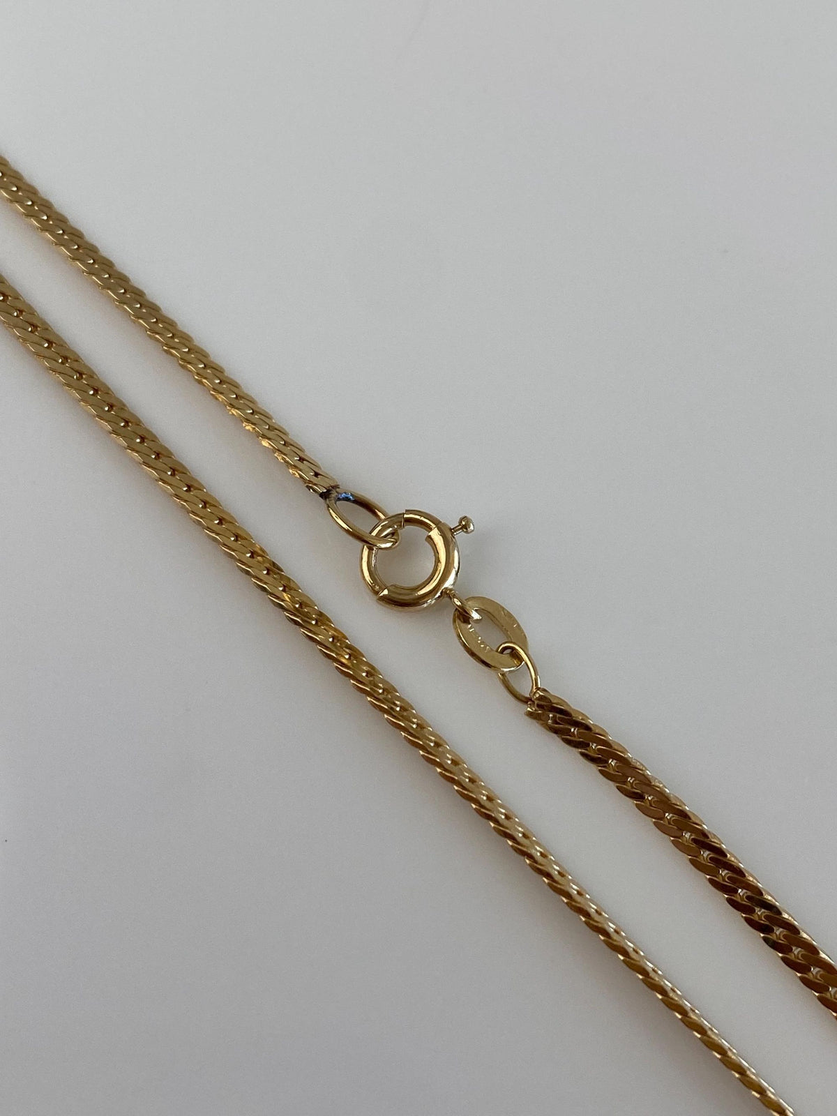 Vintage Solid 14k Yellow Gold Flat Curb Style Chain Necklace - 18 inches
