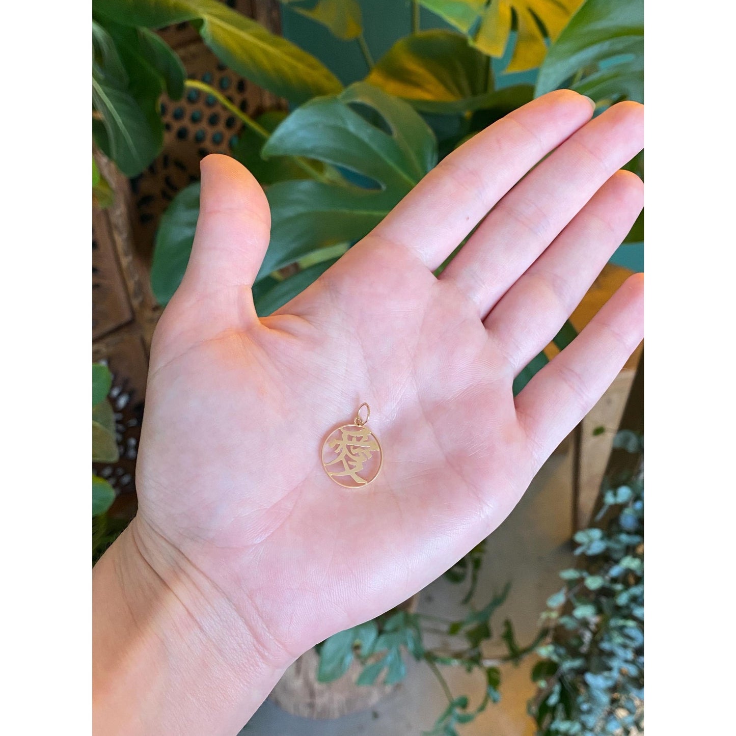 Vintage Solid 14k Yellow Gold Chinese Character Charm