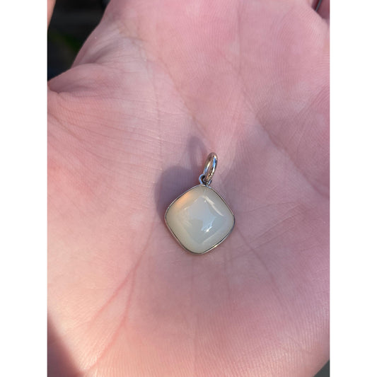 Vintage Solid 14k White Gold Opalite Cufflink Conversion Charm