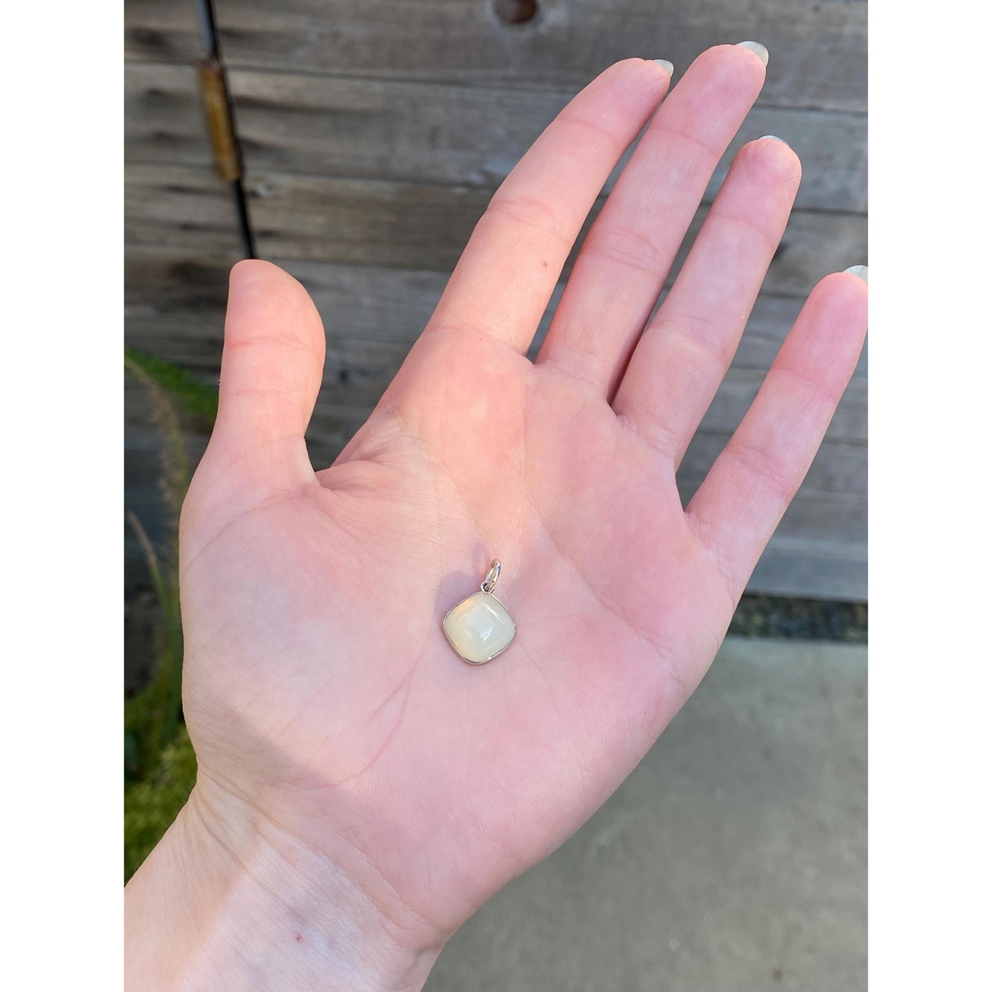 Vintage Solid 14k White Gold Opalite Cufflink Conversion Charm