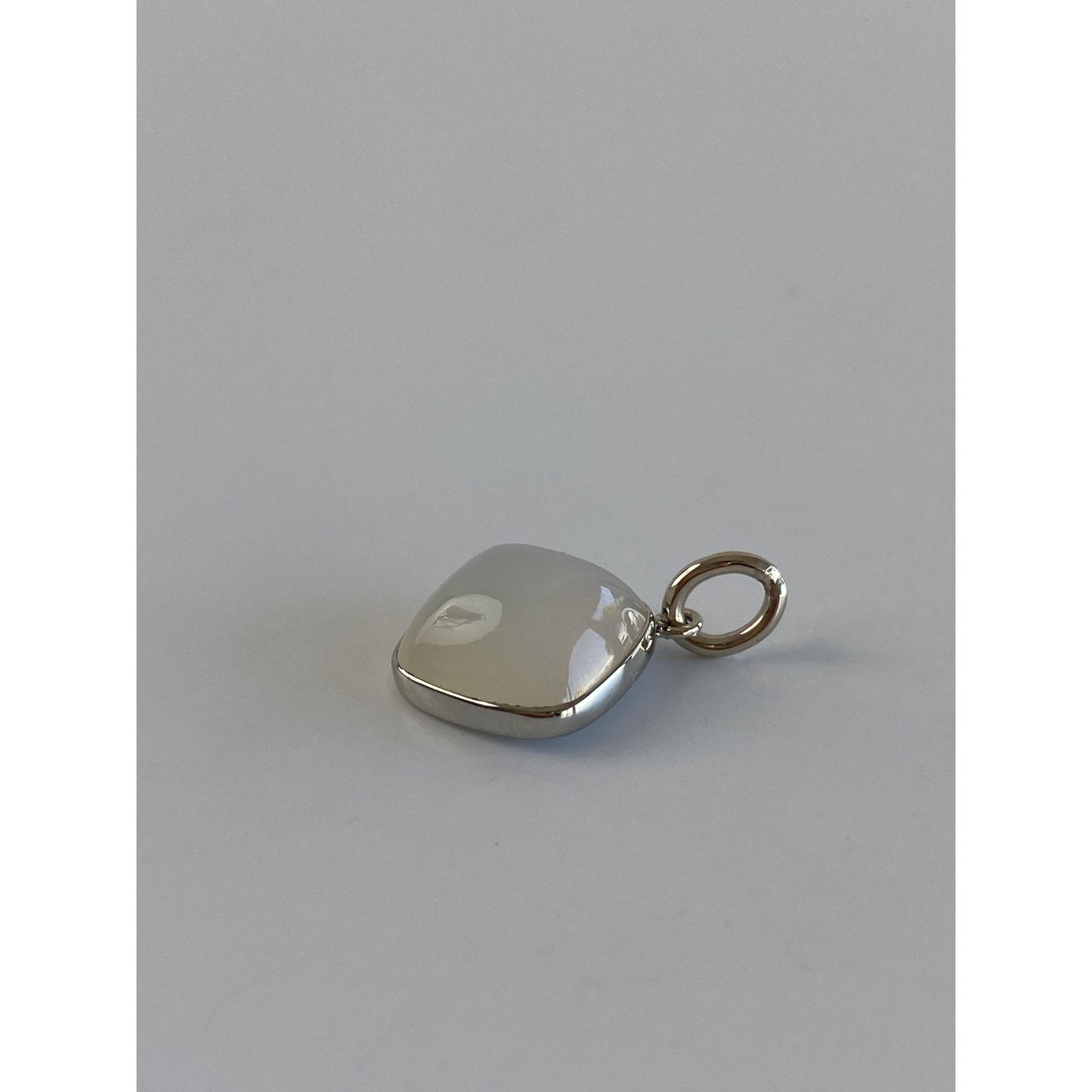 Vintage Solid 14k White Gold Opalite Cufflink Conversion Charm