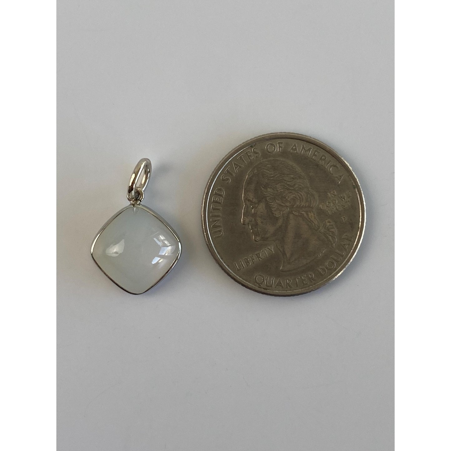 Vintage Solid 14k White Gold Opalite Cufflink Conversion Charm