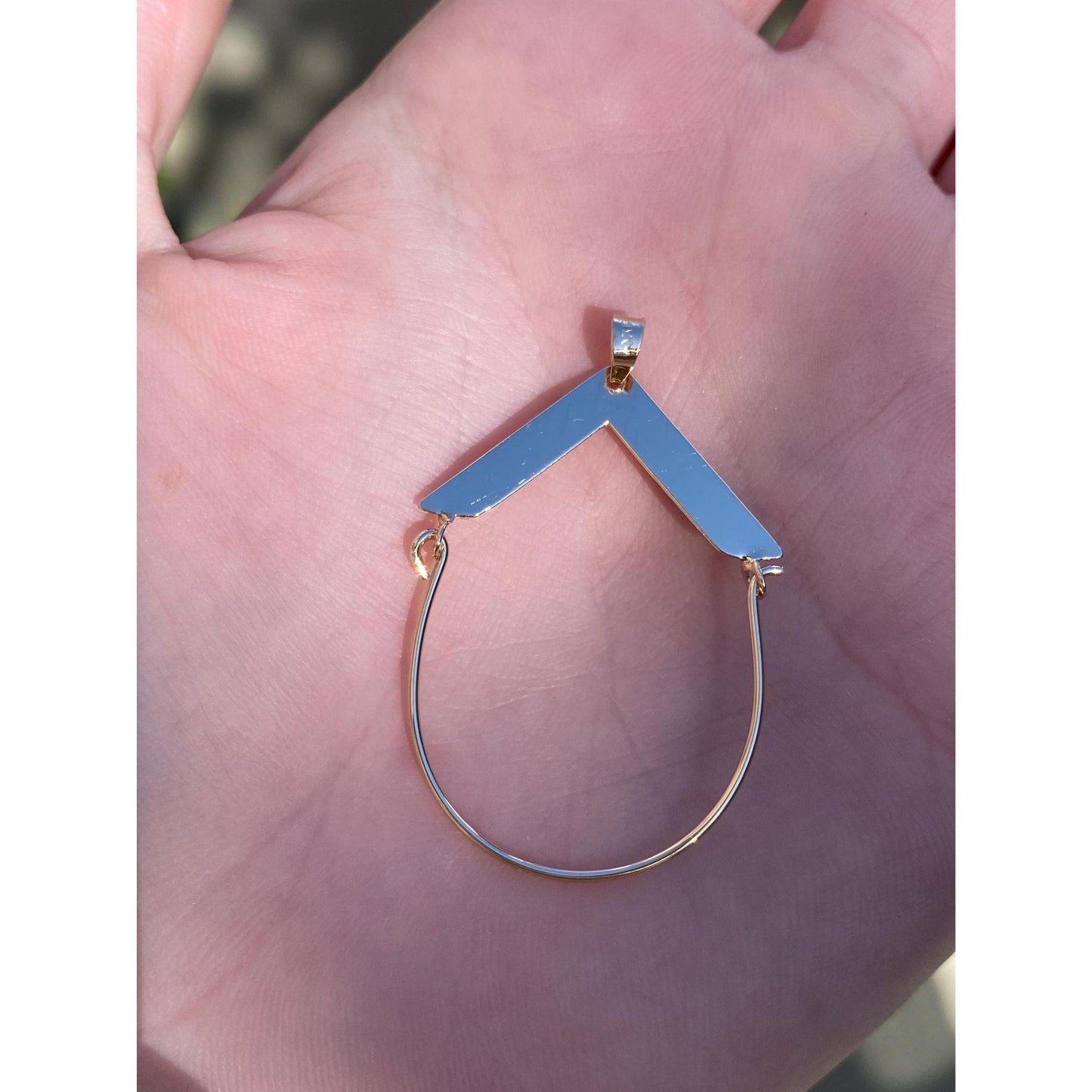 Vintage Solid 14k Yellow Gold Geometric Charm Holder Charm