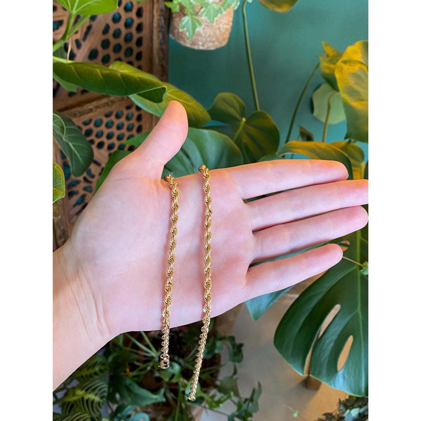 Vintage 14k Yellow Gold Rope Chain Necklace - 21.75 inches