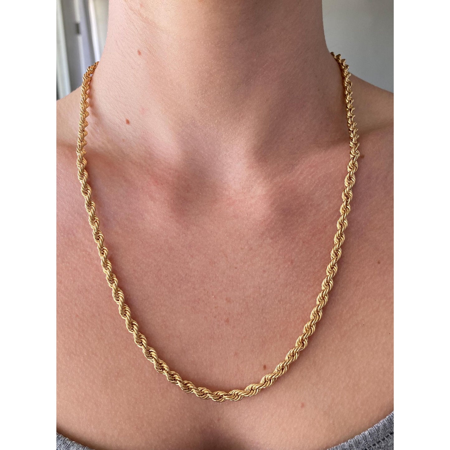 Vintage 14k Yellow Gold Rope Chain Necklace - 21.75 inches