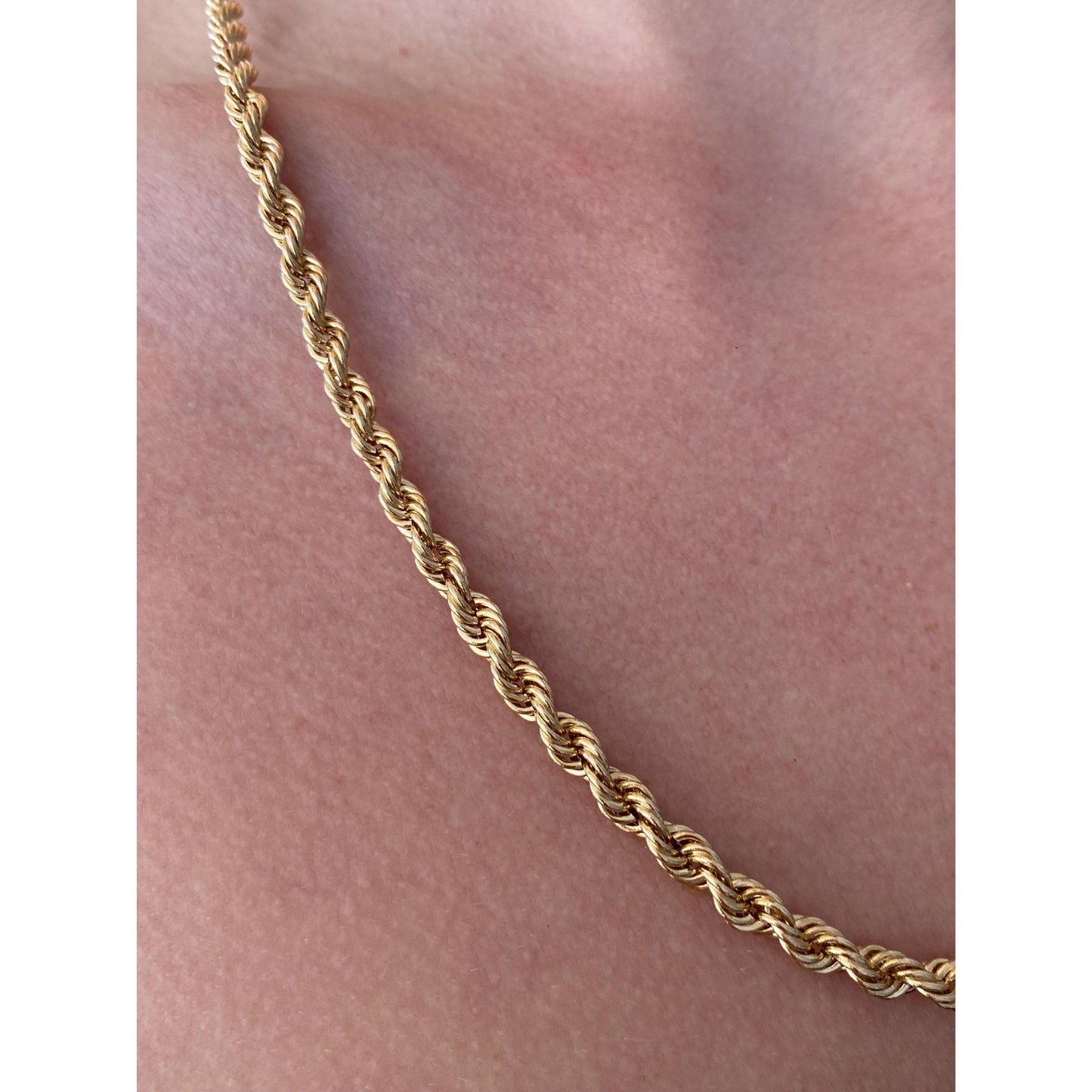 Vintage 14k Yellow Gold Rope Chain Necklace - 21.75 inches