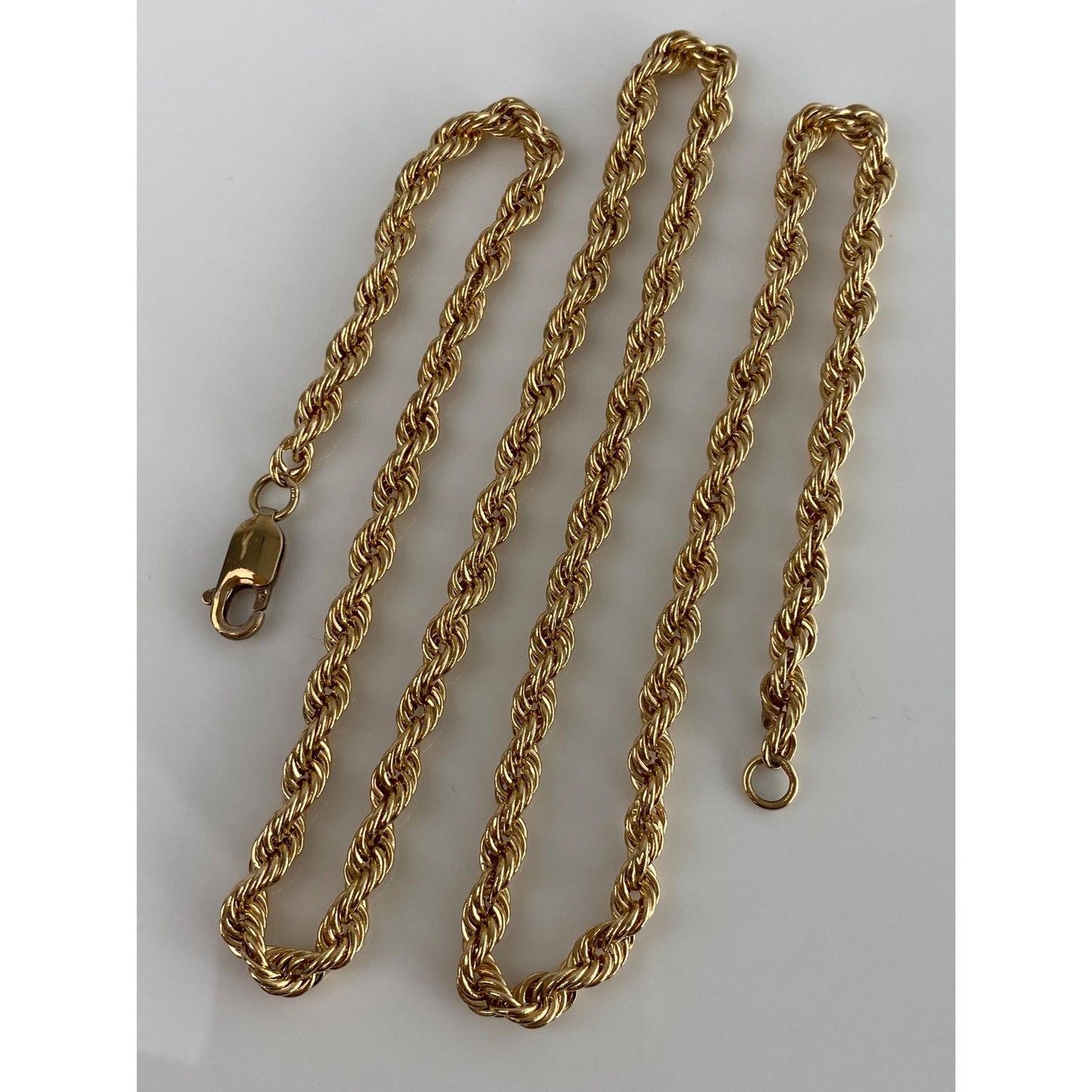 Vintage 14k Yellow Gold Rope Chain Necklace - 21.75 inches