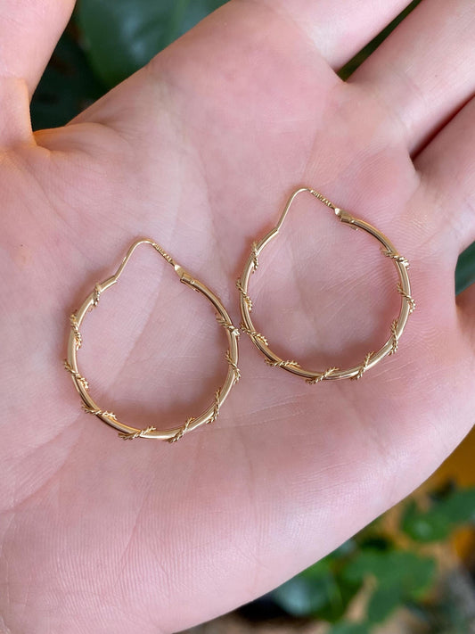 Vintage 10k Yellow Gold Twisted Hoop Earrings