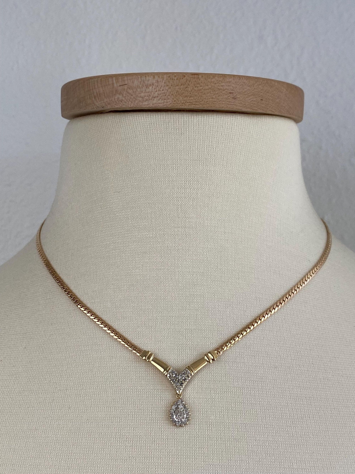 Vintage Solid 14k White & Yellow Gold Diamond Flat Chain Necklace - 17.25 inches