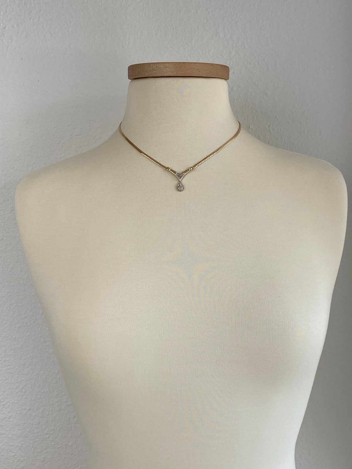 Vintage Solid 14k White & Yellow Gold Diamond Flat Chain Necklace - 17.25 inches
