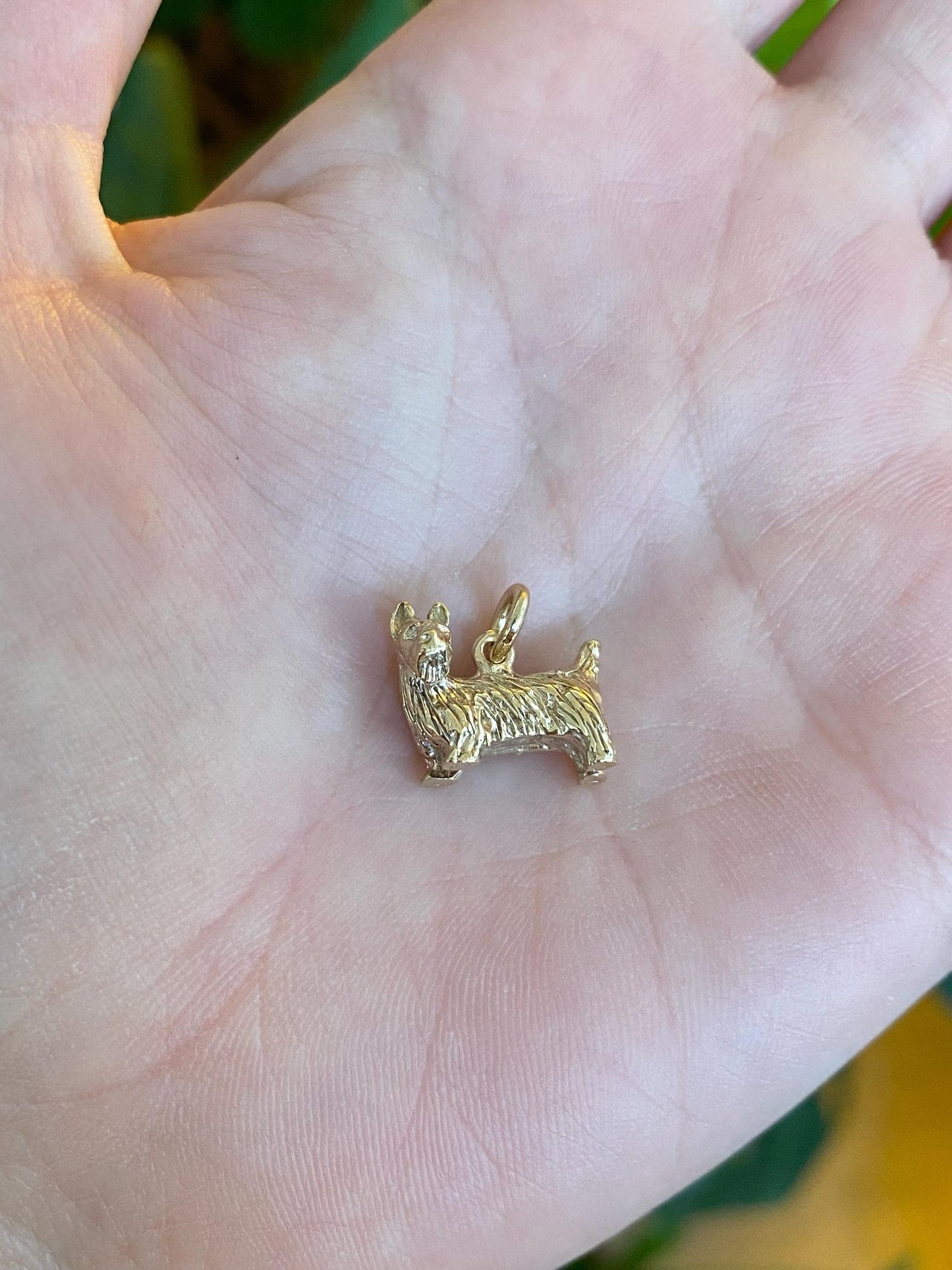Vintage Solid 10k Yellow Gold Scottie Schnauzer Dog Charm