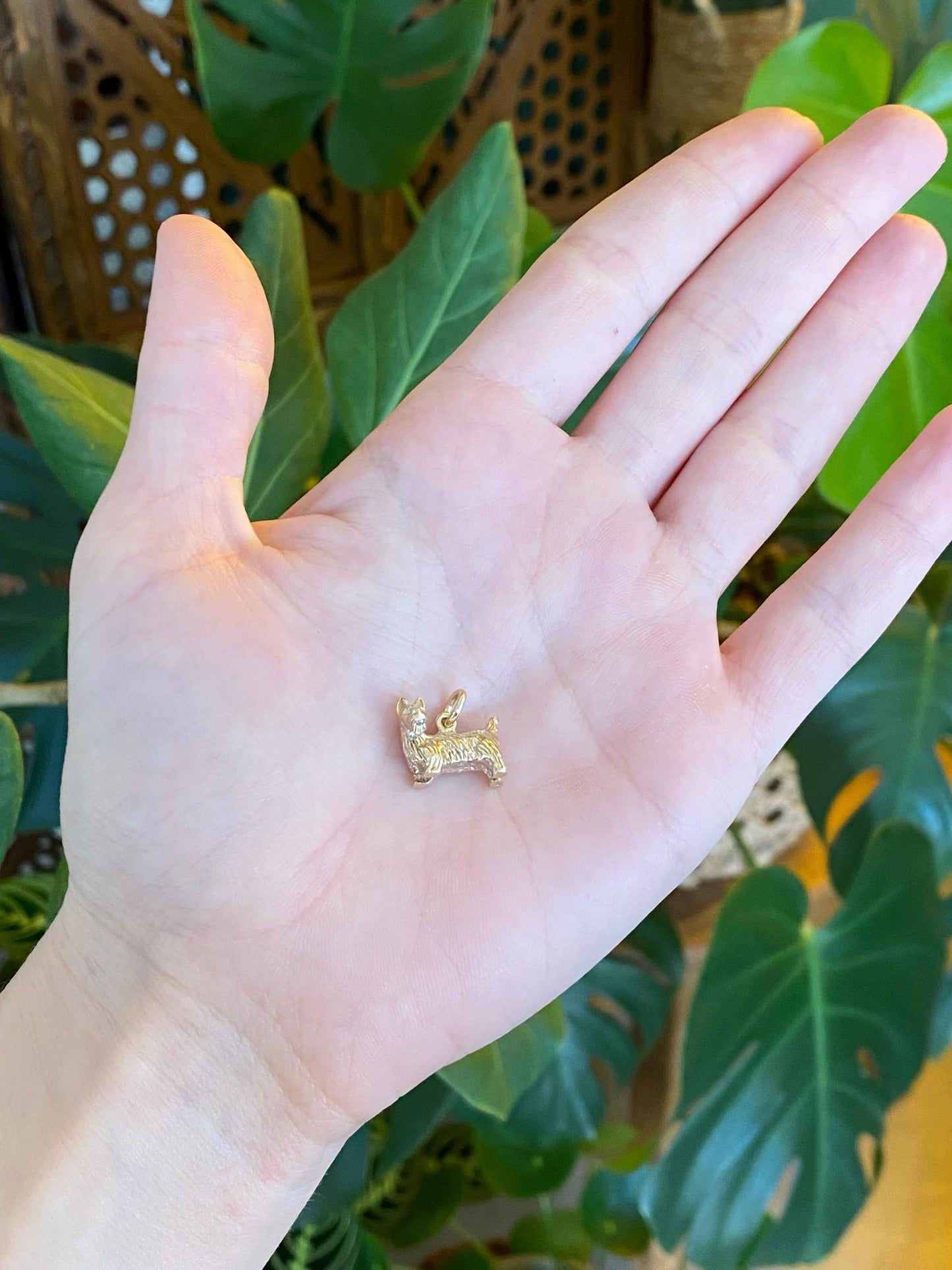 Vintage Solid 10k Yellow Gold Scottie Schnauzer Dog Charm