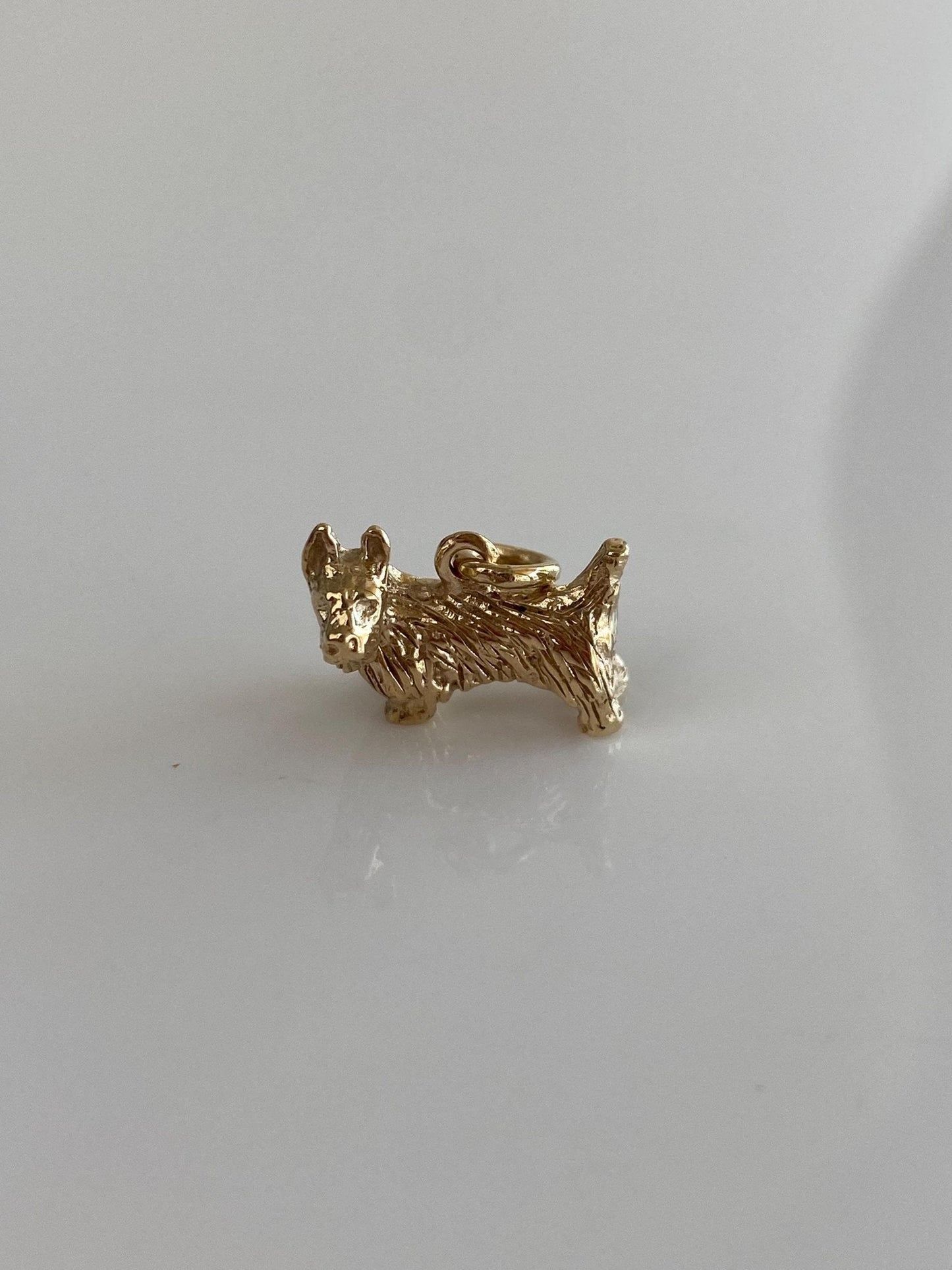 Vintage Solid 10k Yellow Gold Scottie Schnauzer Dog Charm