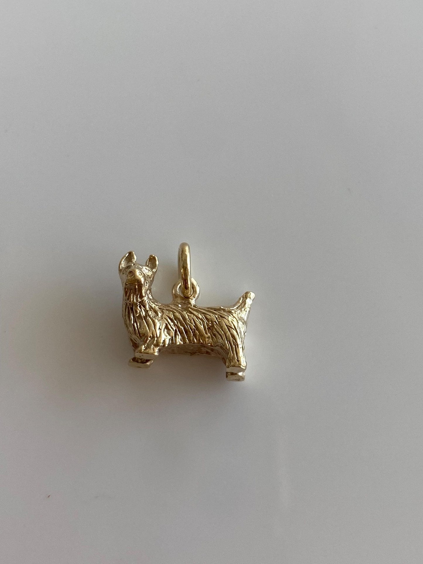 Vintage Solid 10k Yellow Gold Scottie Schnauzer Dog Charm
