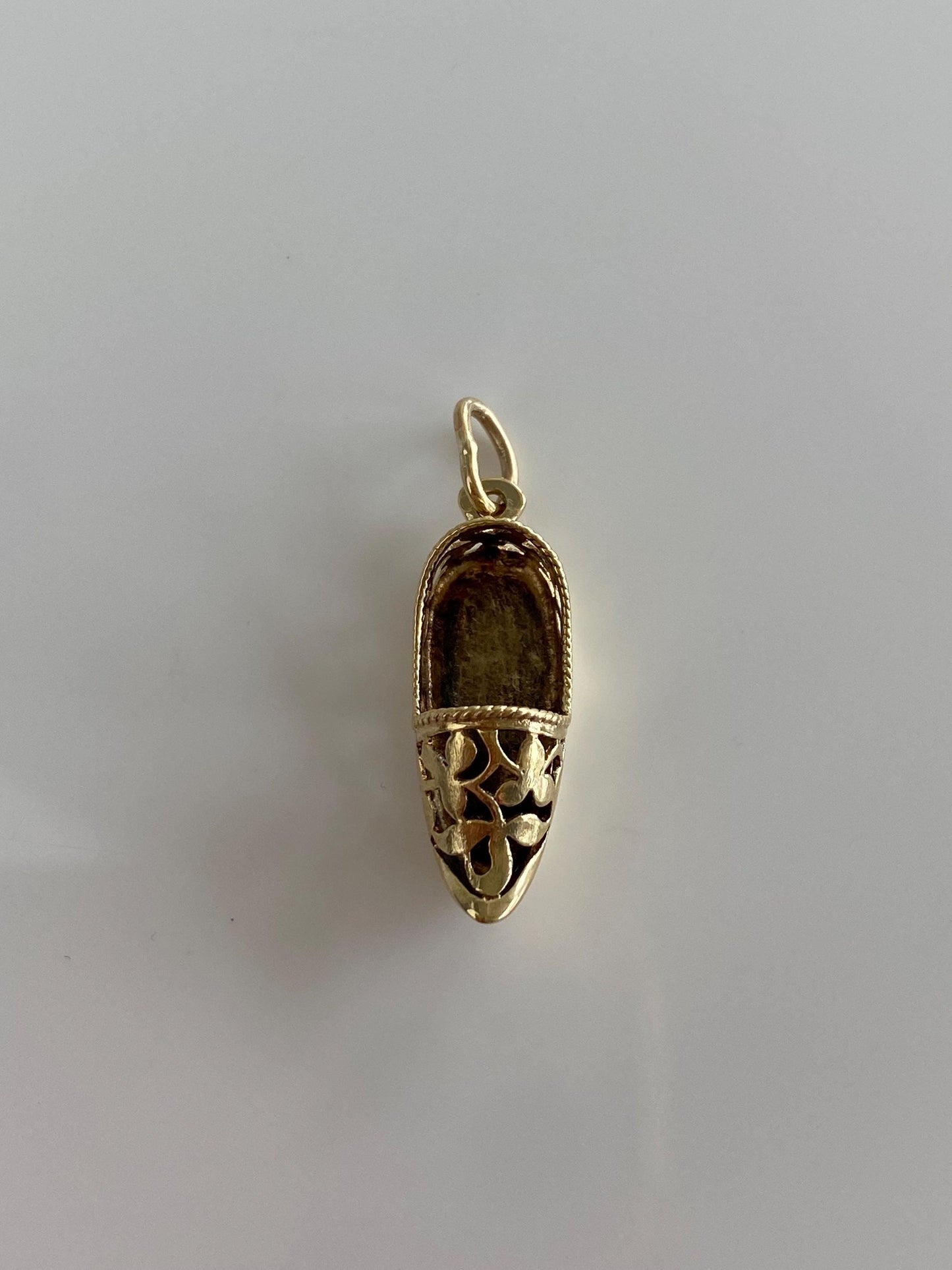 Vintage Solid 14k Yellow Gold Open Work Slipper Shoe Charm
