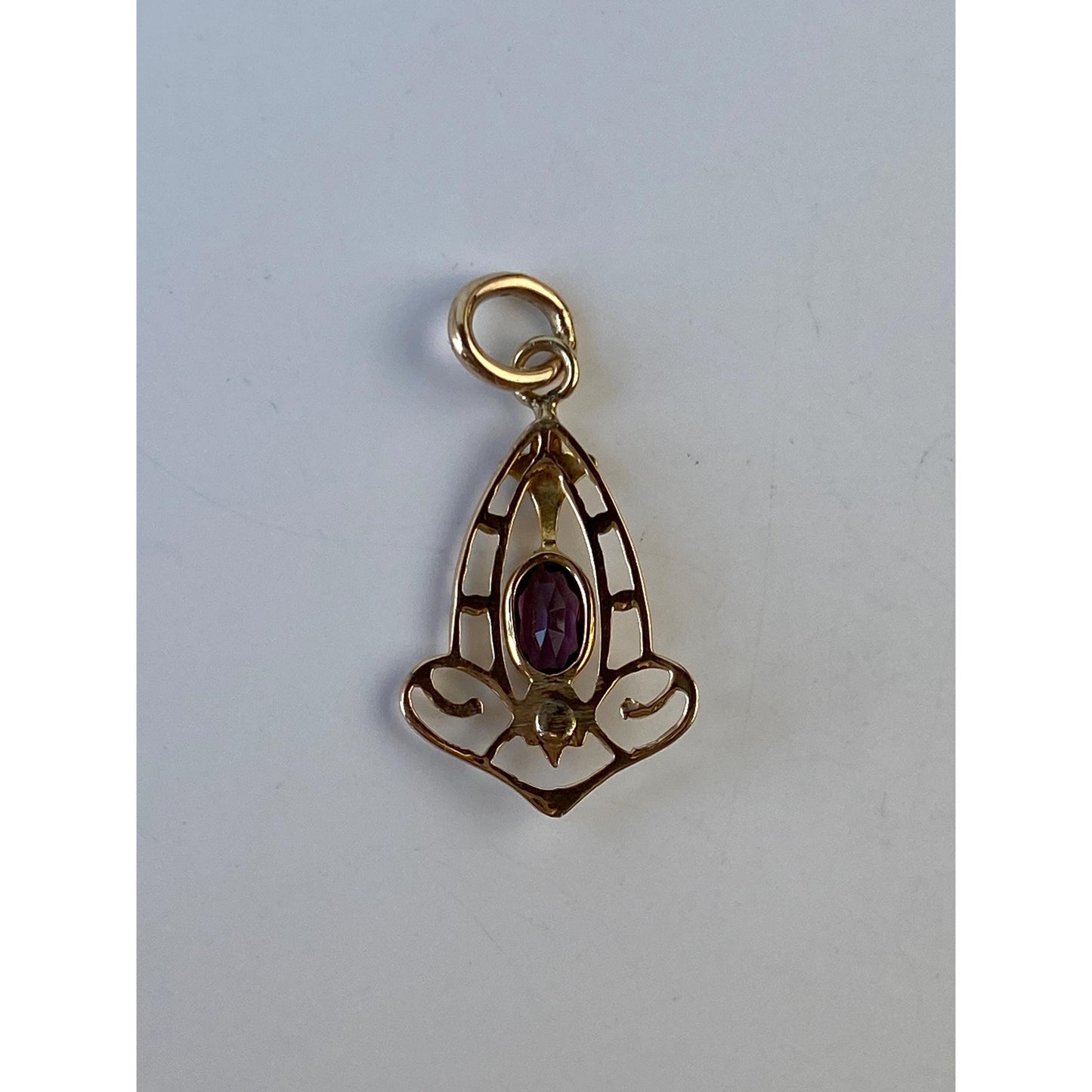 Vintage Solid 10k Yellow Gold Purple Cubic Zirconia Seed Pearl Stick Pin Conversion Charm