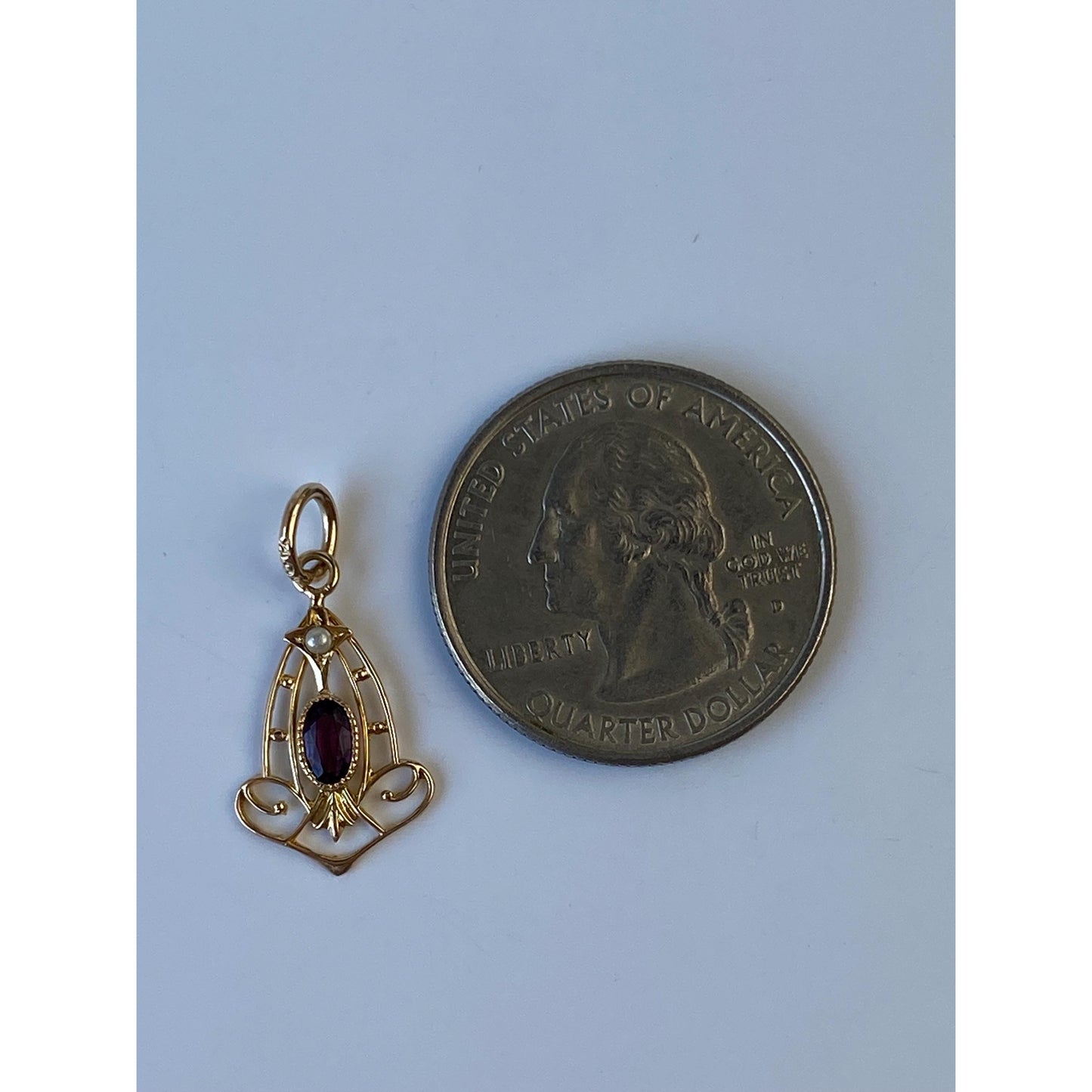 Vintage Solid 10k Yellow Gold Purple Cubic Zirconia Seed Pearl Stick Pin Conversion Charm