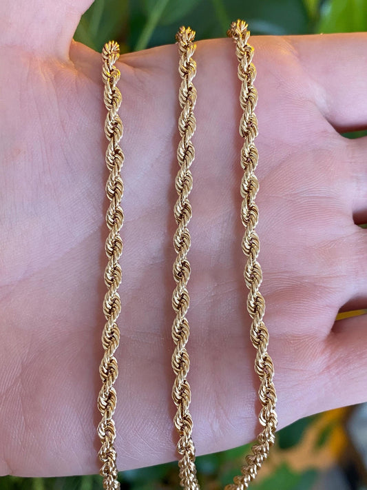 Vintage 14k Yellow Gold Rope Chain Necklace - 20.25 inches