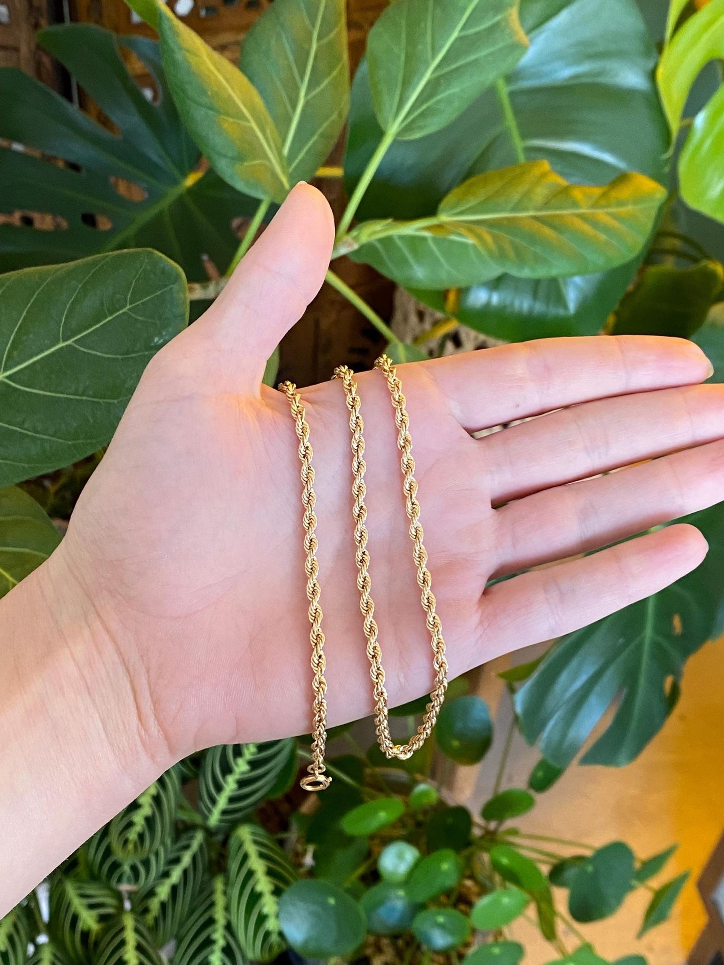 Vintage 14k Yellow Gold Rope Chain Necklace - 20.25 inches