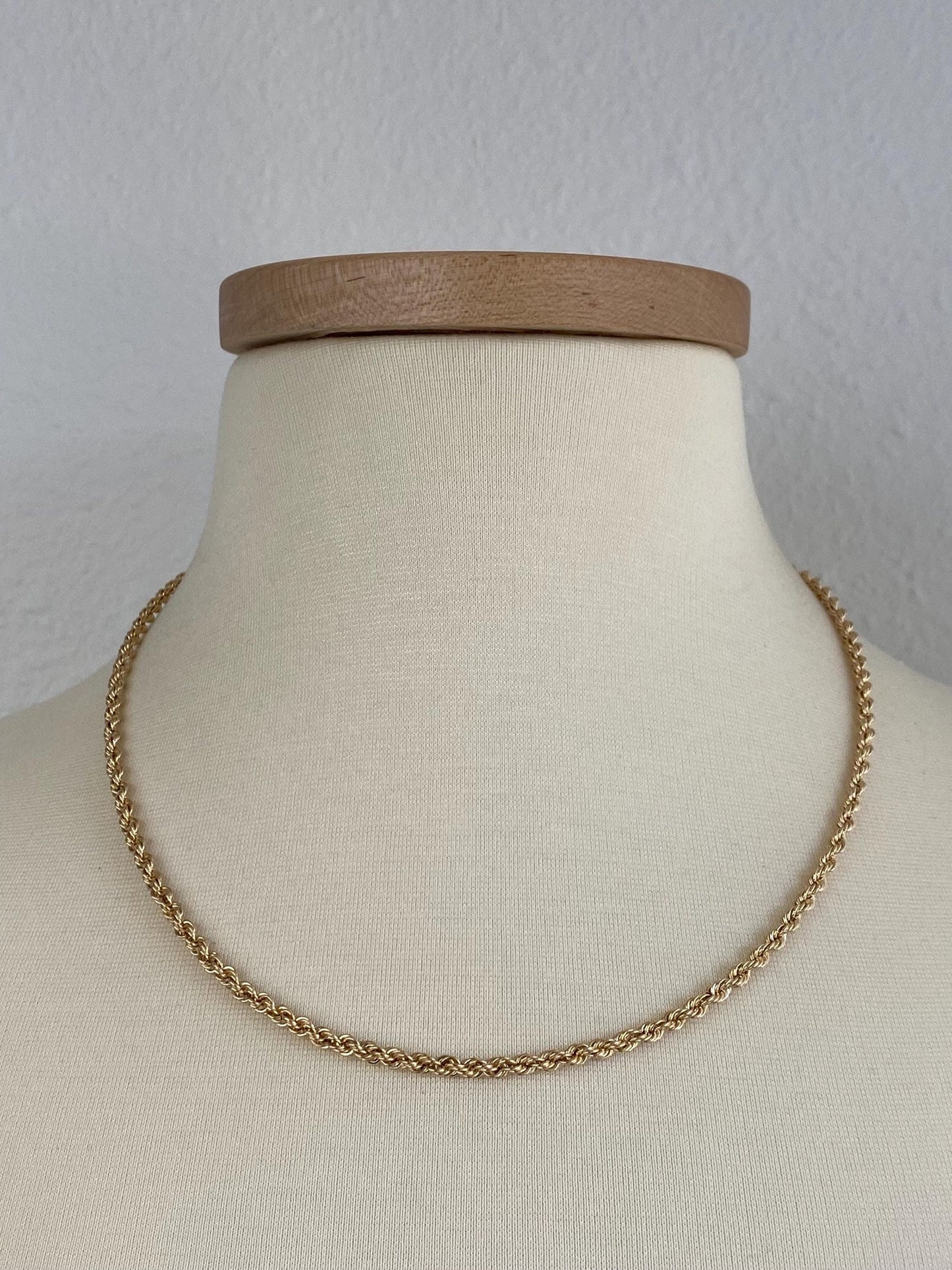 Vintage 14k Yellow Gold Rope Chain Necklace - 20.25 inches