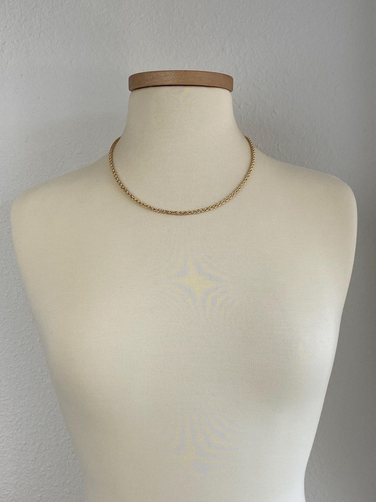 Vintage 14k Yellow Gold Rope Chain Necklace - 20.25 inches