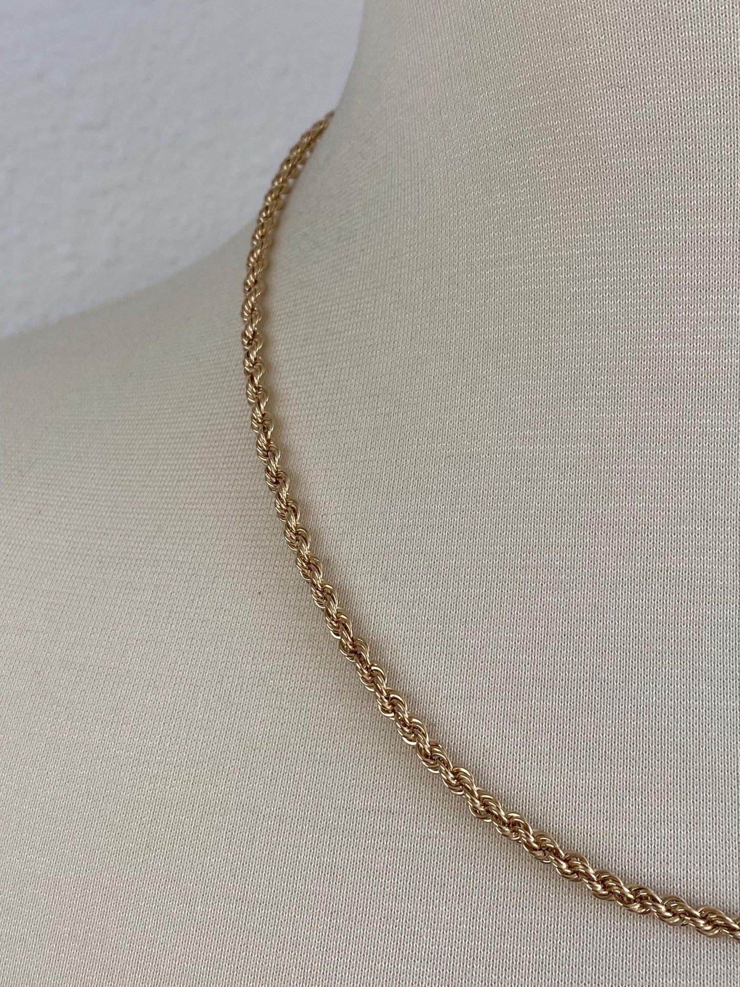 Vintage 14k Yellow Gold Rope Chain Necklace - 20.25 inches
