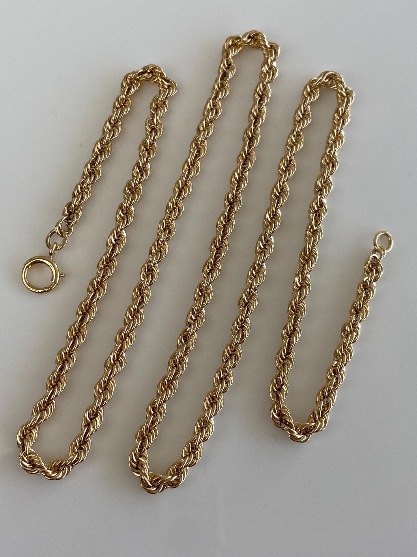 Vintage 14k Yellow Gold Rope Chain Necklace - 20.25 inches