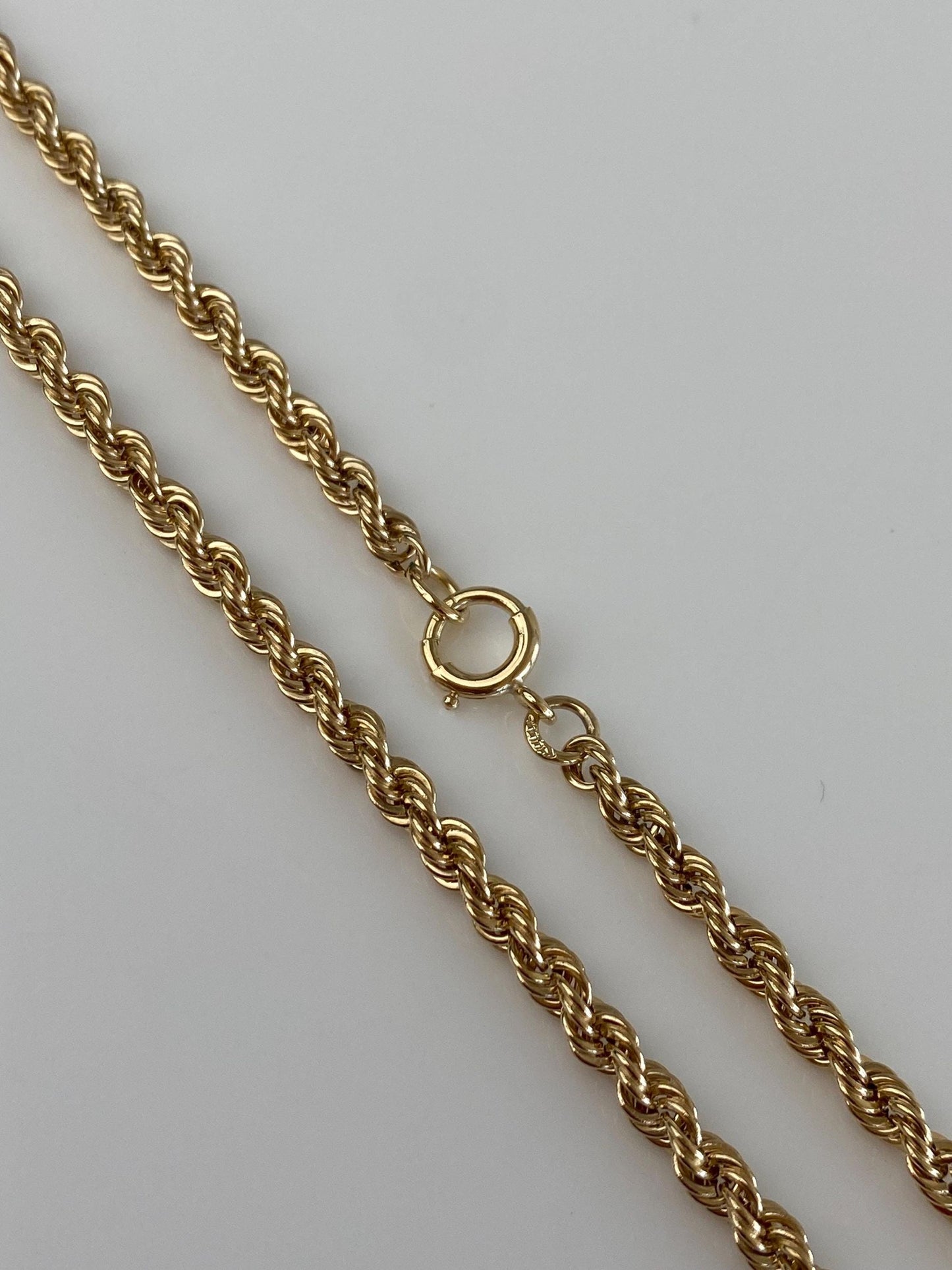 Vintage 14k Yellow Gold Rope Chain Necklace - 20.25 inches